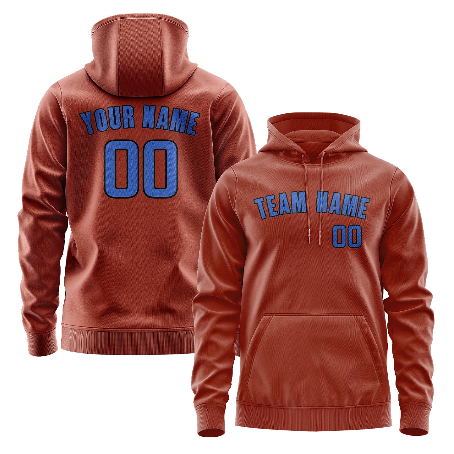 Maßgeschneidertes Korallenrot Himmelblau Hoodie