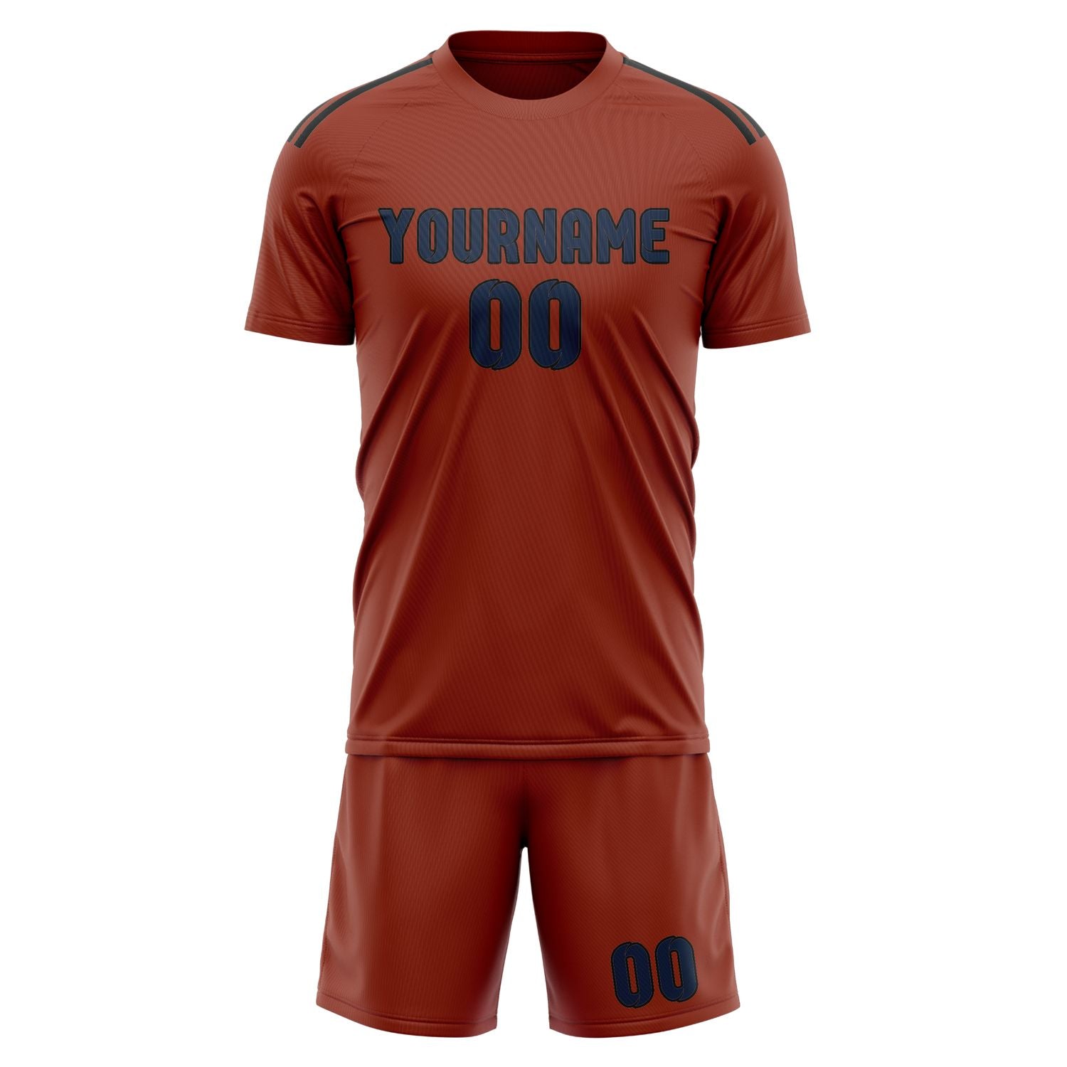 Maßgeschneidertes Professionelles Korallenrot Marineblau Fußballtrikot-Set