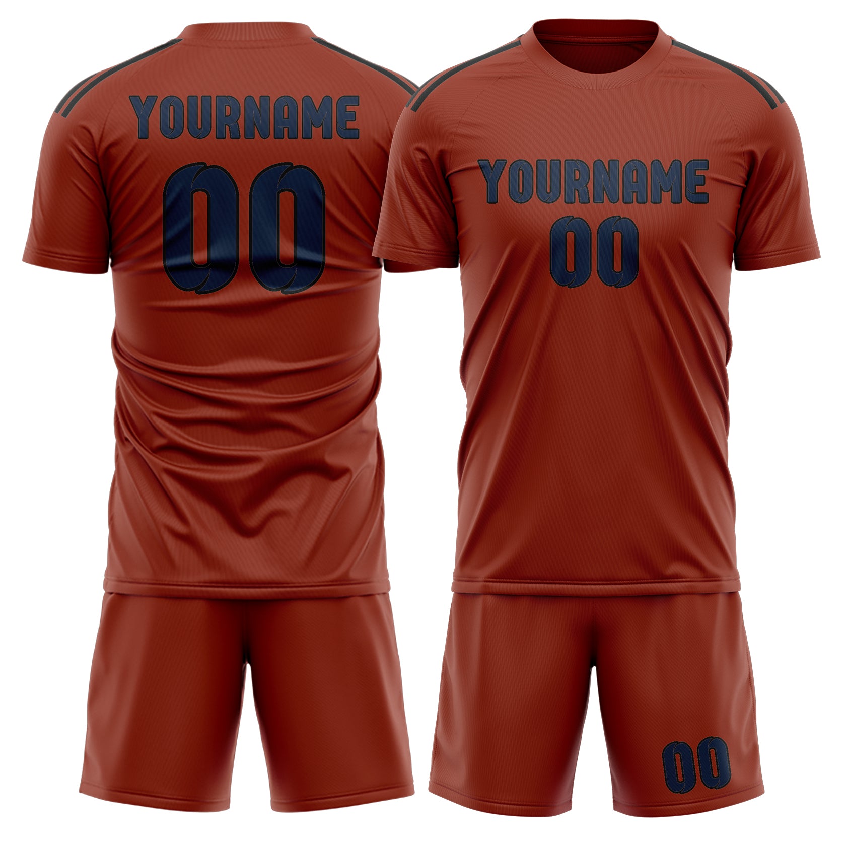 Maßgeschneidertes Professionelles Korallenrot Marineblau Fußballtrikot-Set