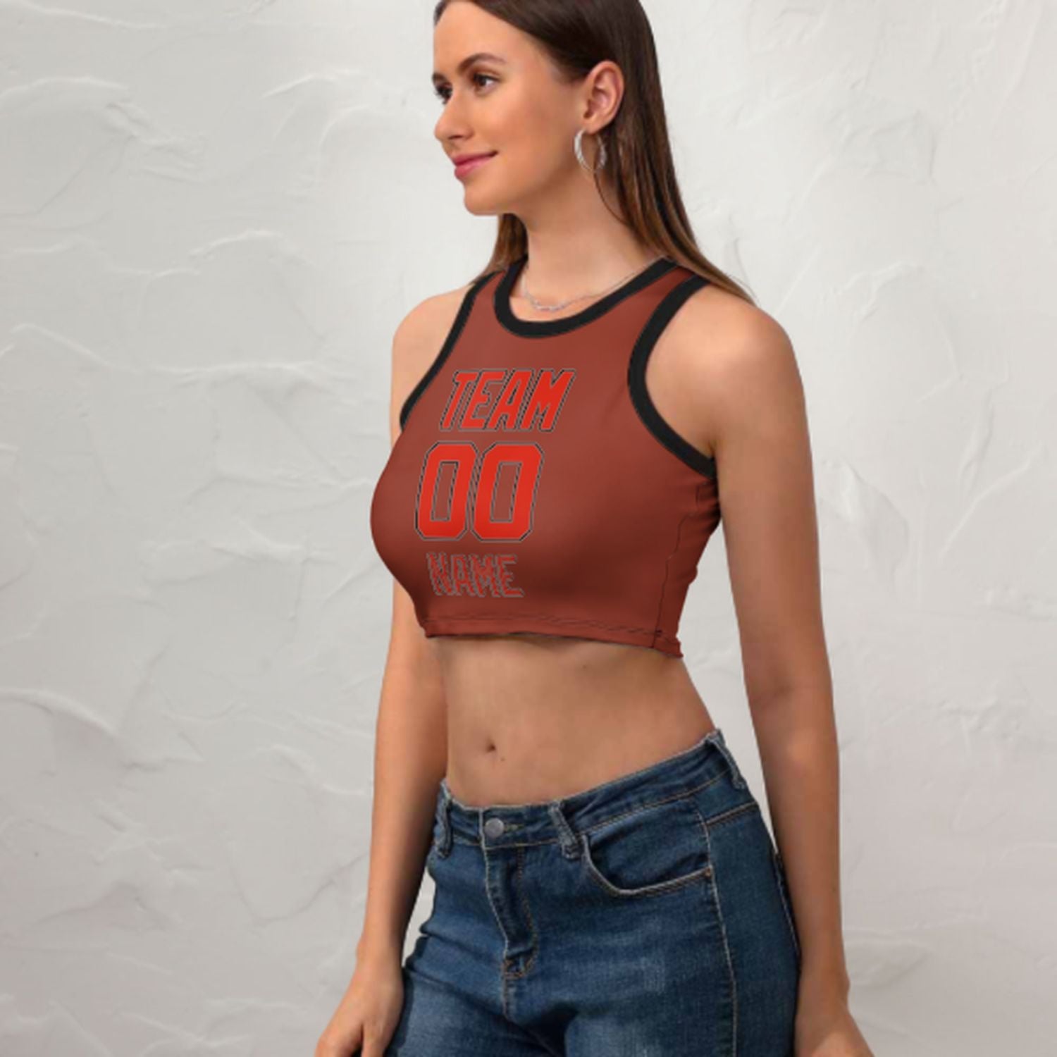 Skræddersyet Coral Red Orange -Rød ærmeløs tank top