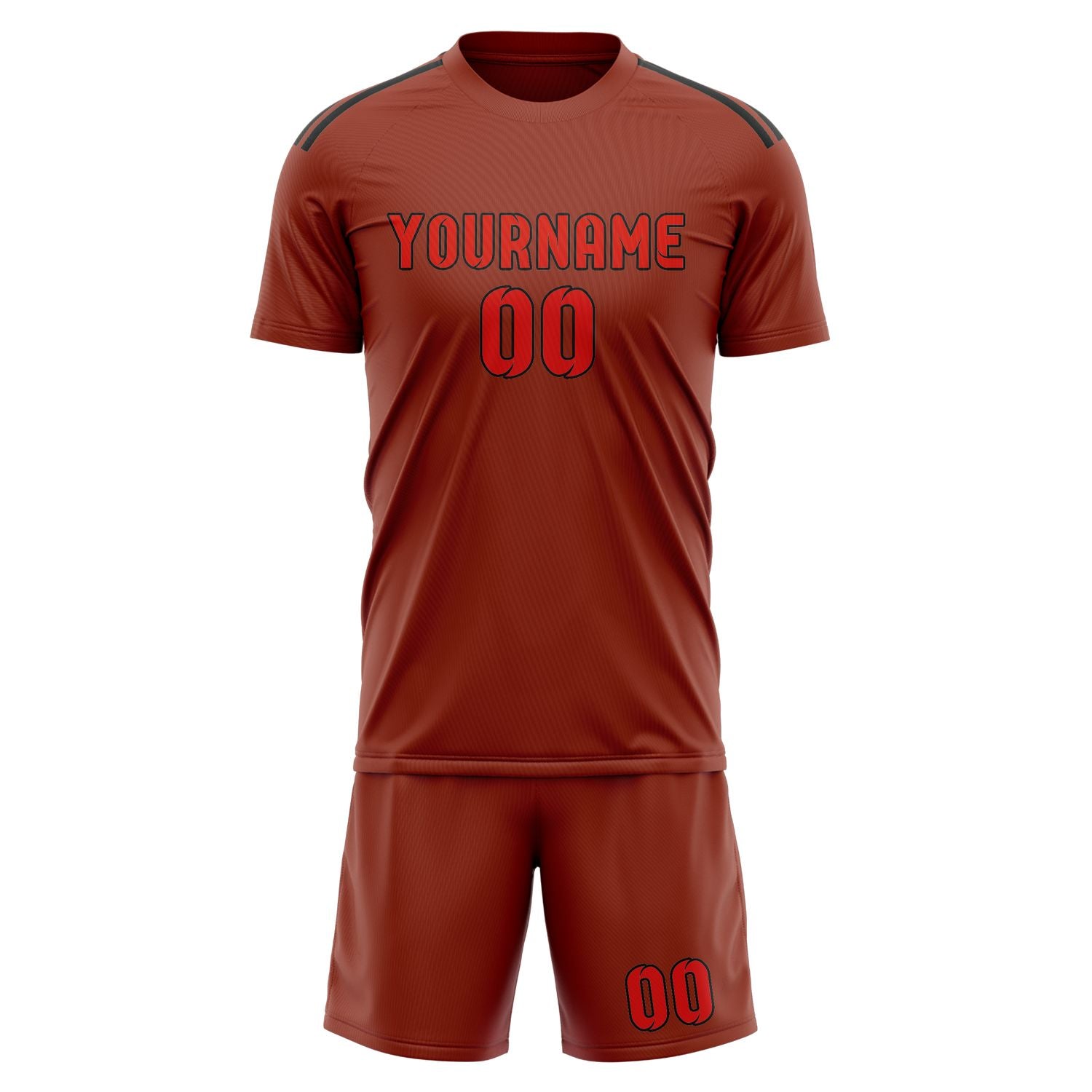 Maßgeschneidertes Professionelles Korallenrot Orangerot Fußballtrikot-Set