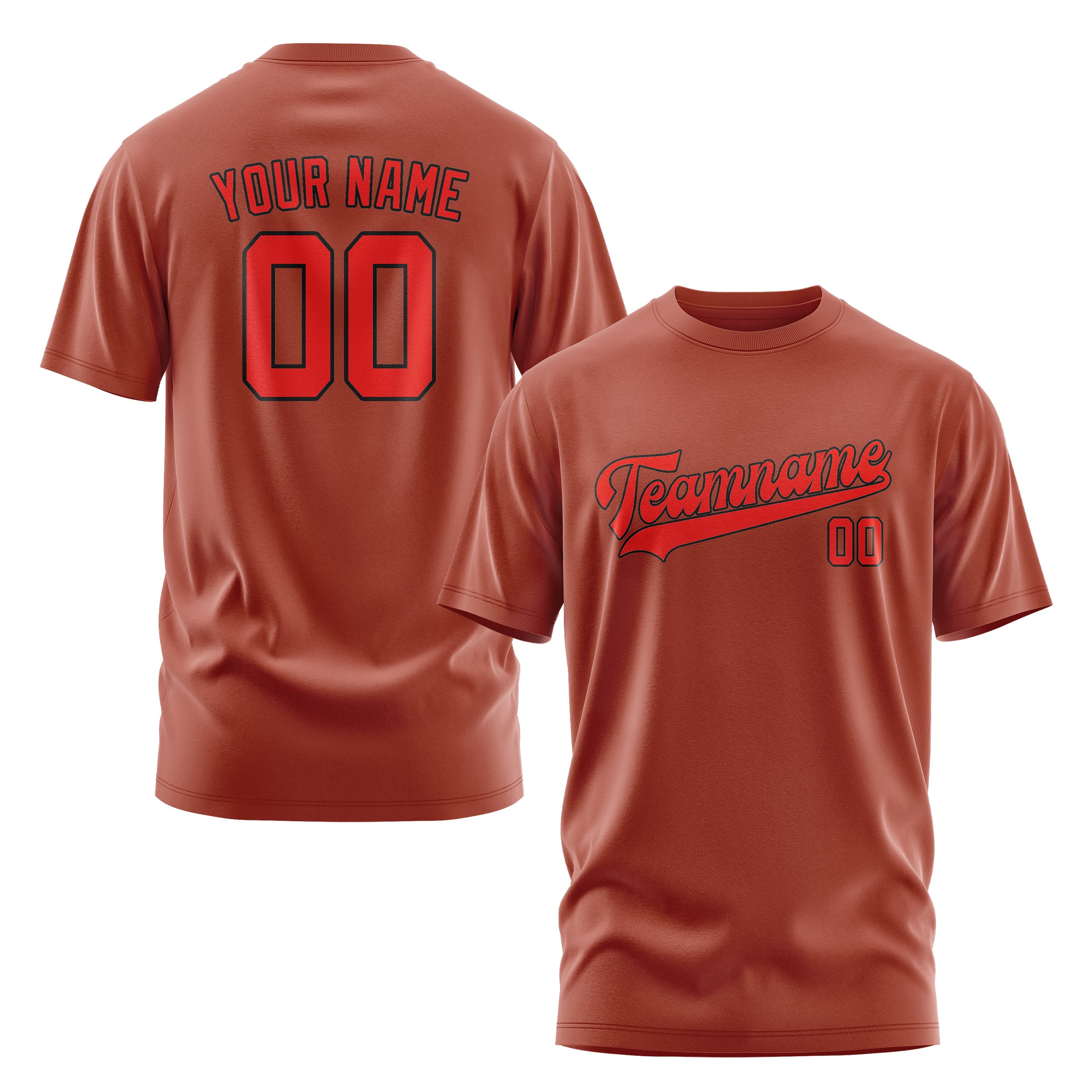 Maßgeschneidertes Korallenrot Orangerot T-Shirt