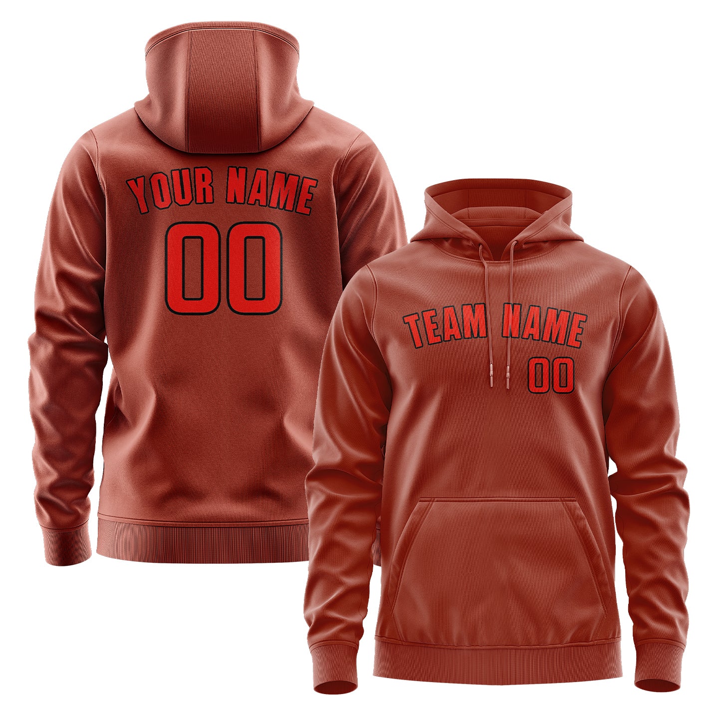 Maßgeschneidertes Korallenrot Orangerot Hoodie