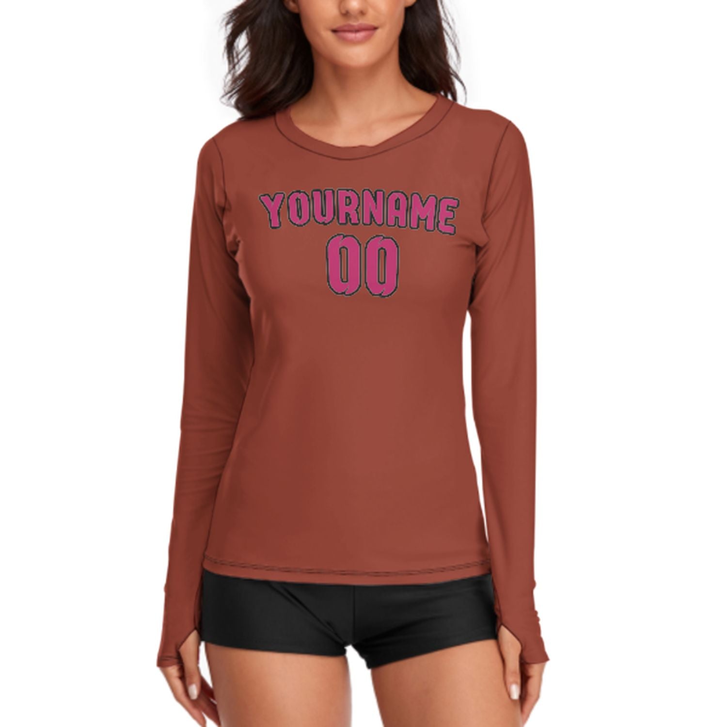 Maßgeschneidertes Korallenrot Rosarot Damen Langarmshirt
