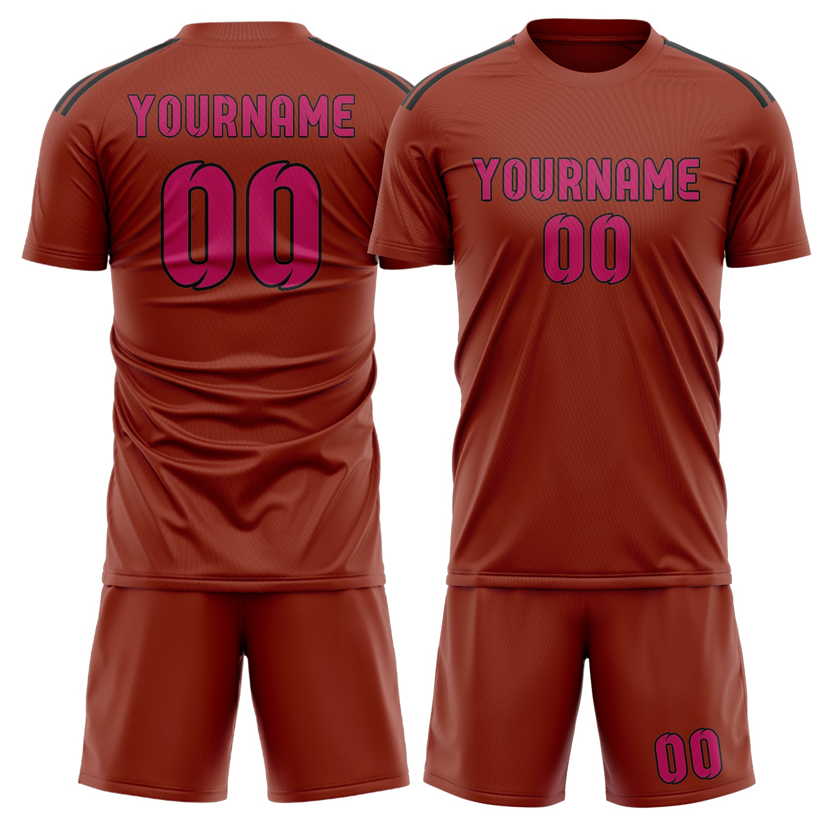 Maßgeschneidertes Professionelles Korallenrot Rosarot Fußballtrikot-Set