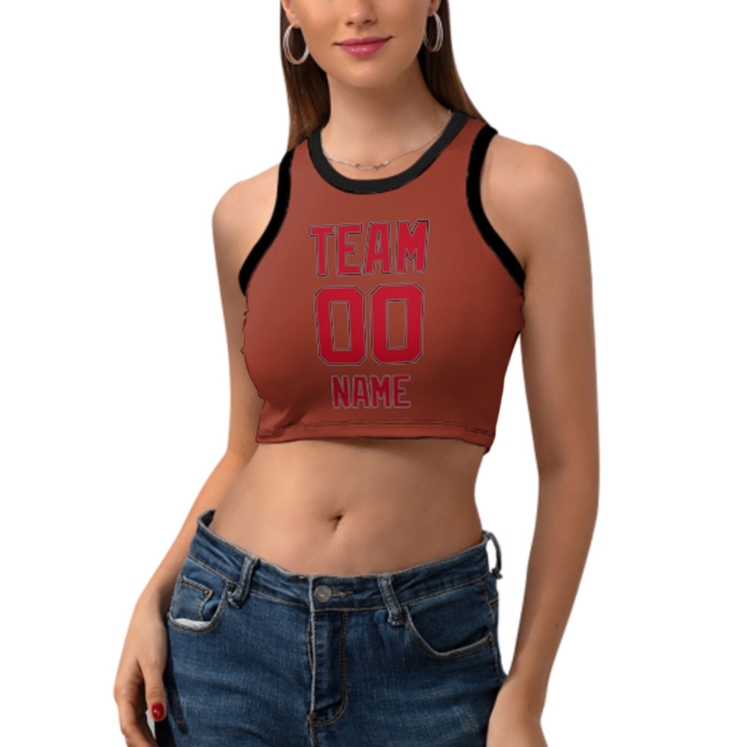 Skræddersyet koral rød rød ærmeløs tank top