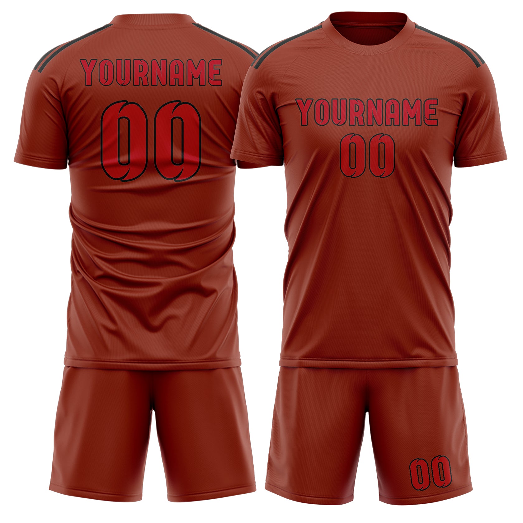 Maßgeschneidertes Professionelles Korallenrot Rot Fußballtrikot-Set