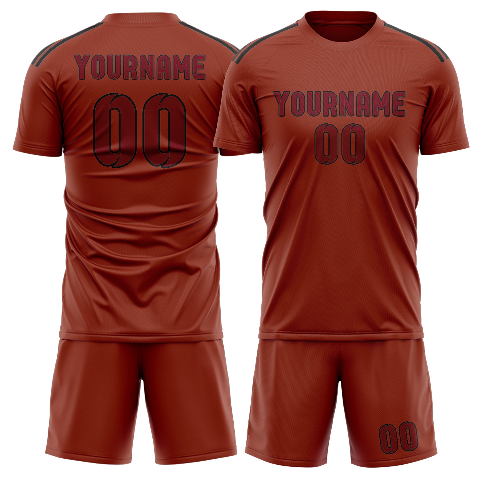 Maßgeschneidertes Professionelles Korallenrot Karmesinrot Fußballtrikot-Set