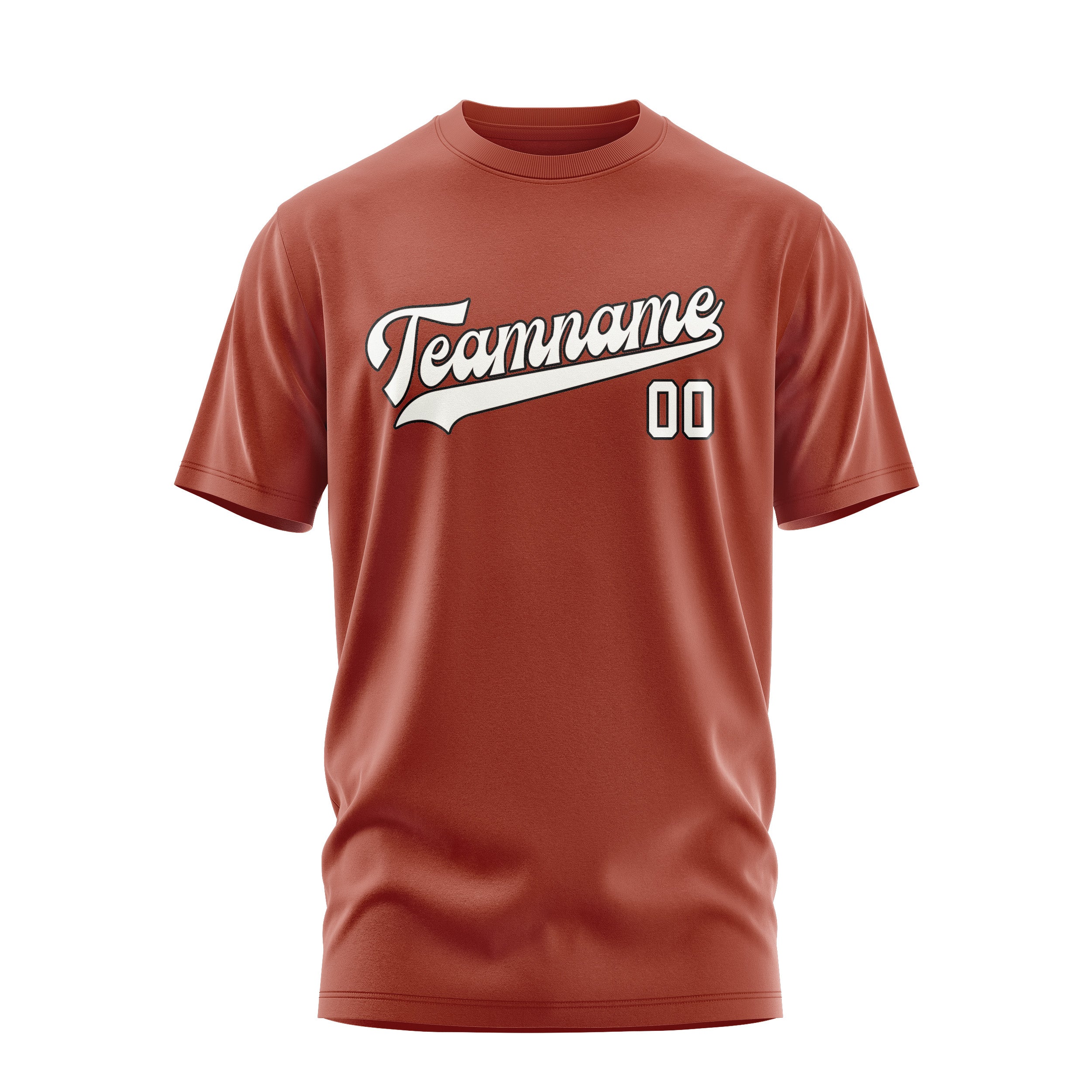 Maßgeschneidertes Korallenrot Weiß T-Shirt