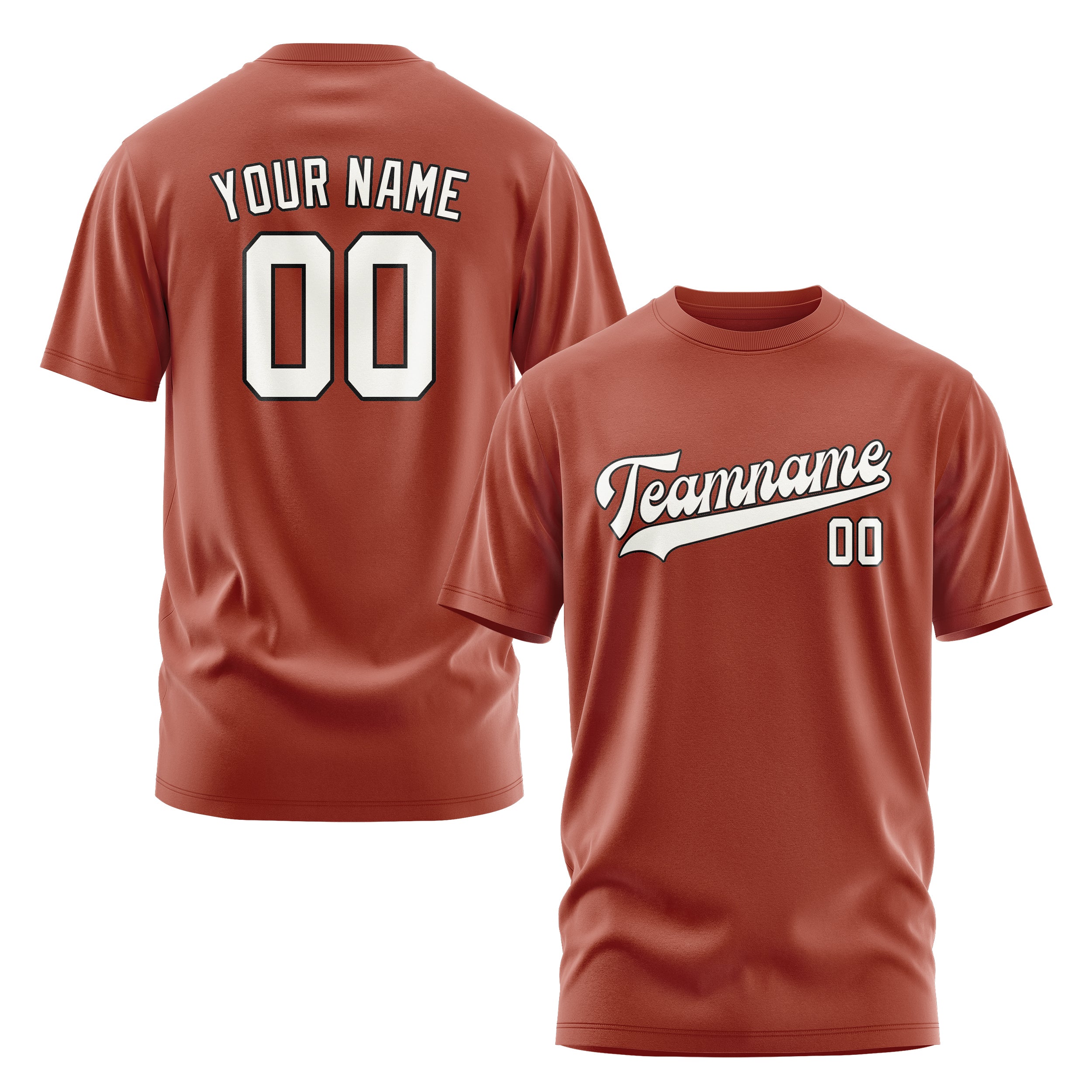 Maßgeschneidertes Korallenrot Weiß T-Shirt