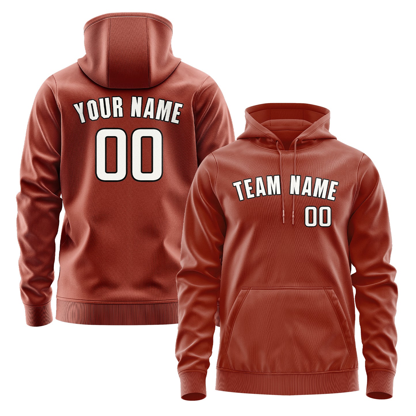 Maßgeschneidertes Korallenrot Weiß Hoodie
