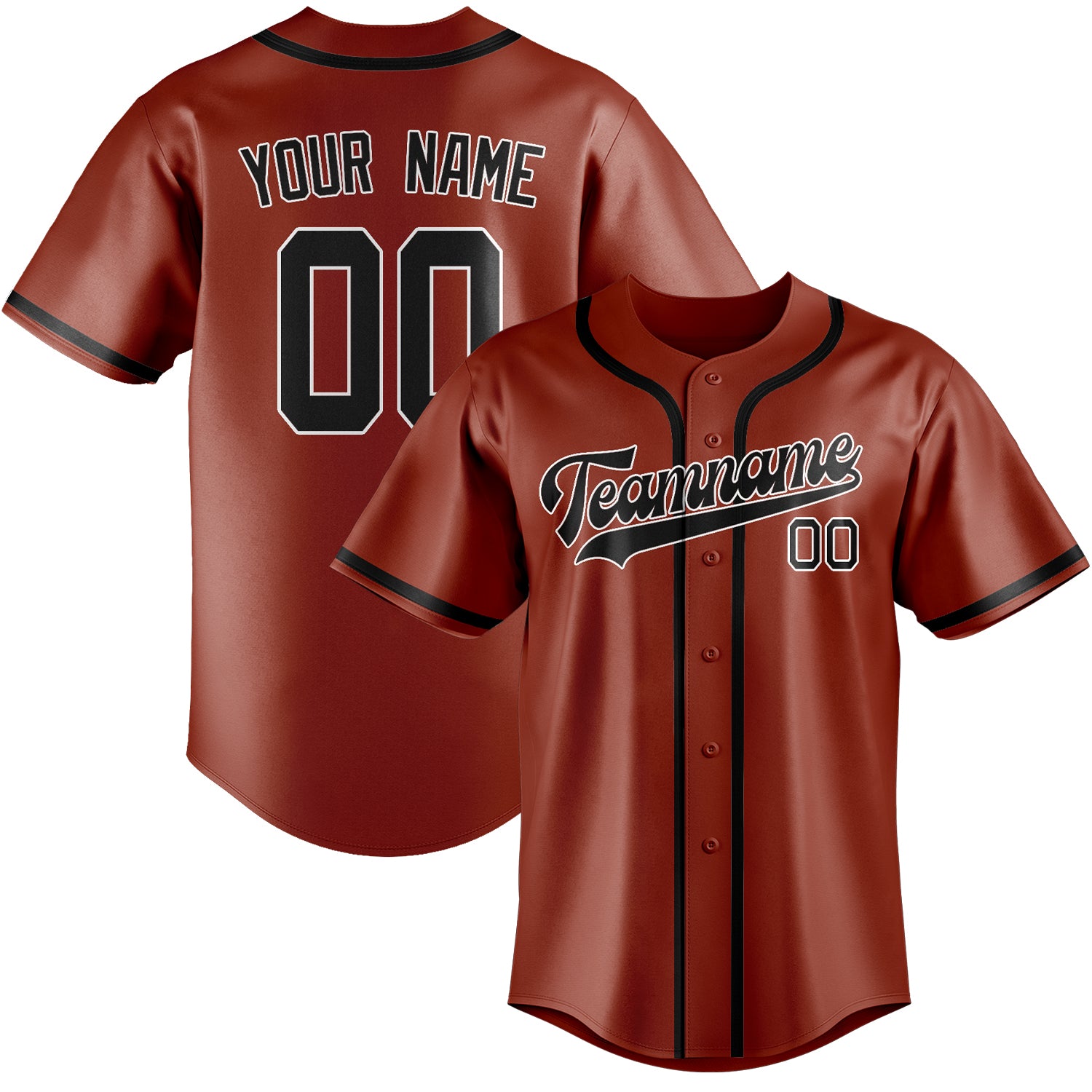 Benutzerdefiniertes Professionelles Korallenrot Schwarz Baseballtrikot