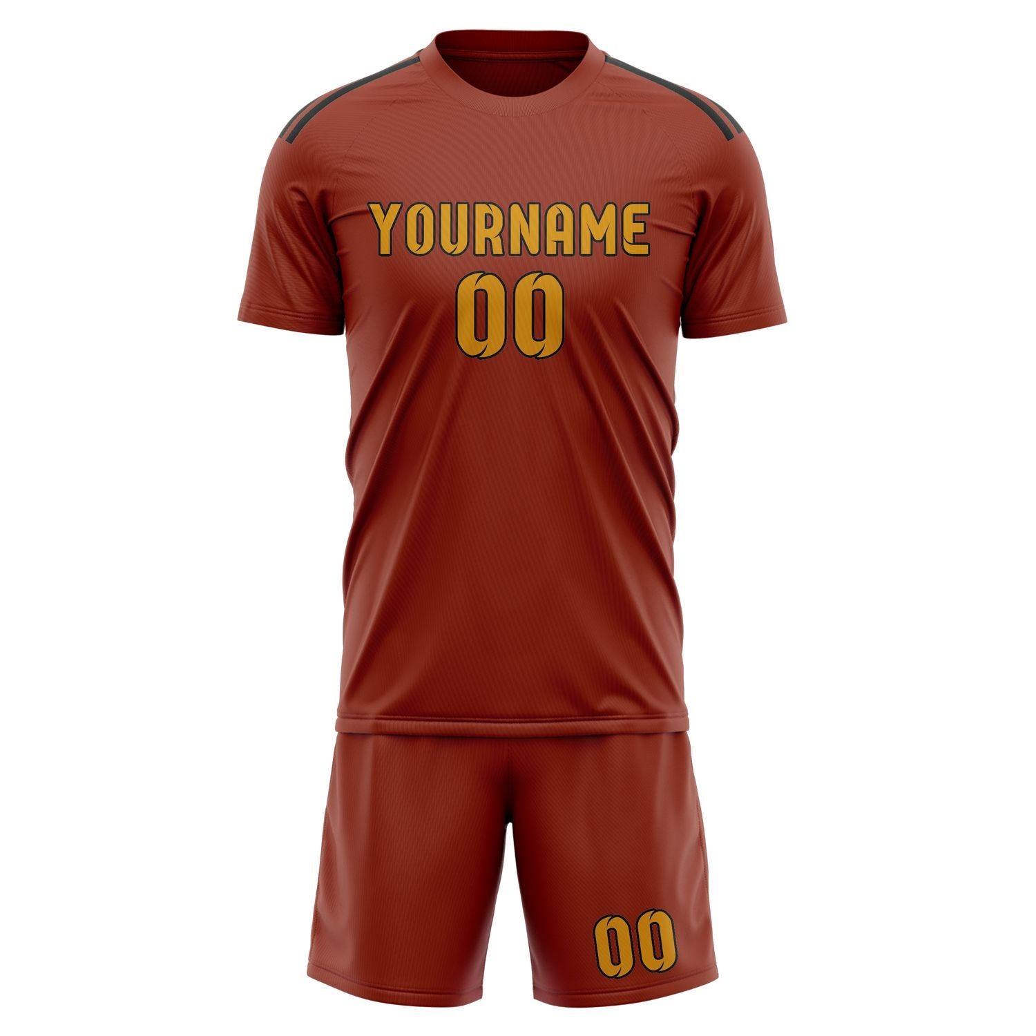 Maßgeschneidertes Professionelles Korallenrot Gelb Fußballtrikot-Set