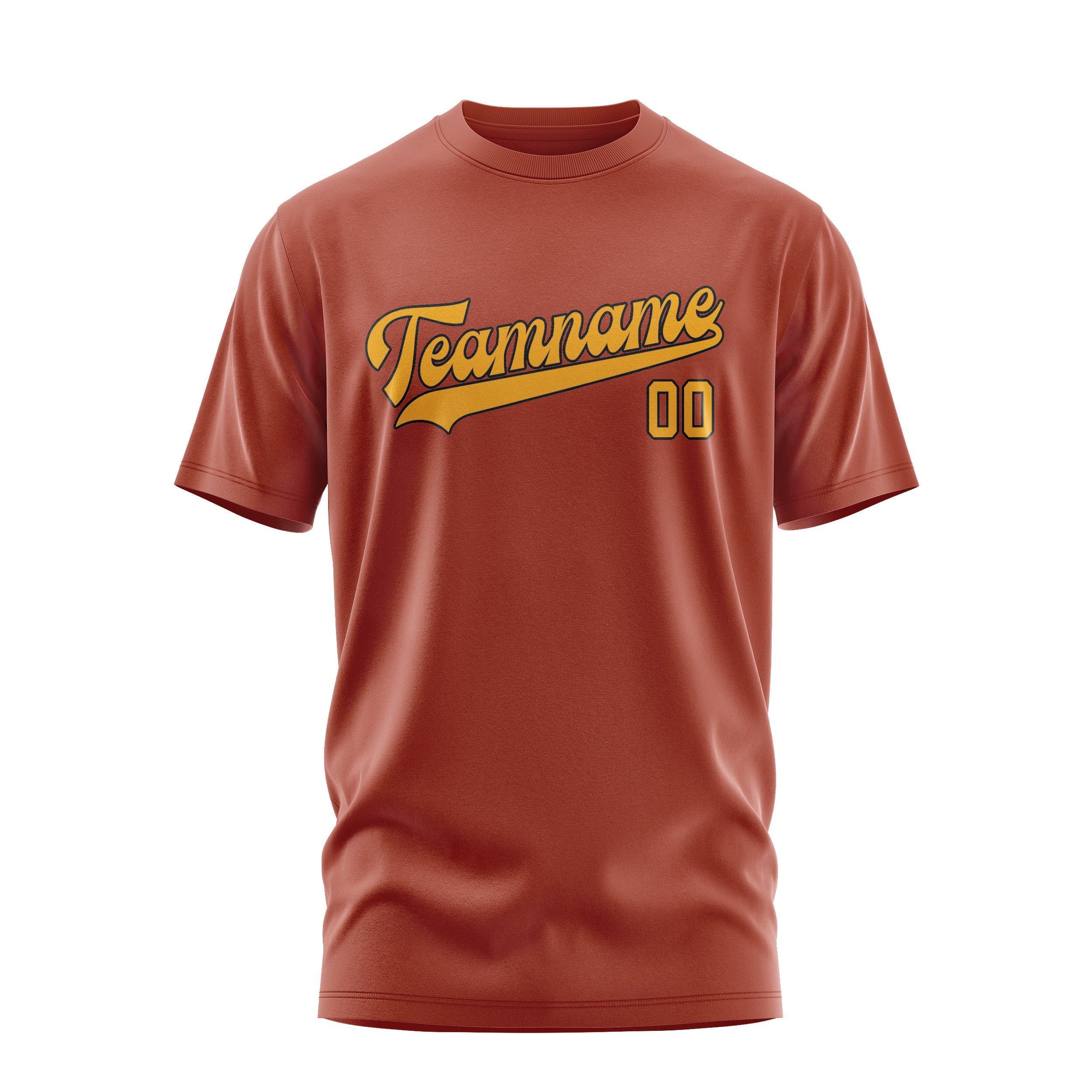 Maßgeschneidertes Korallenrot Gelb T-Shirt