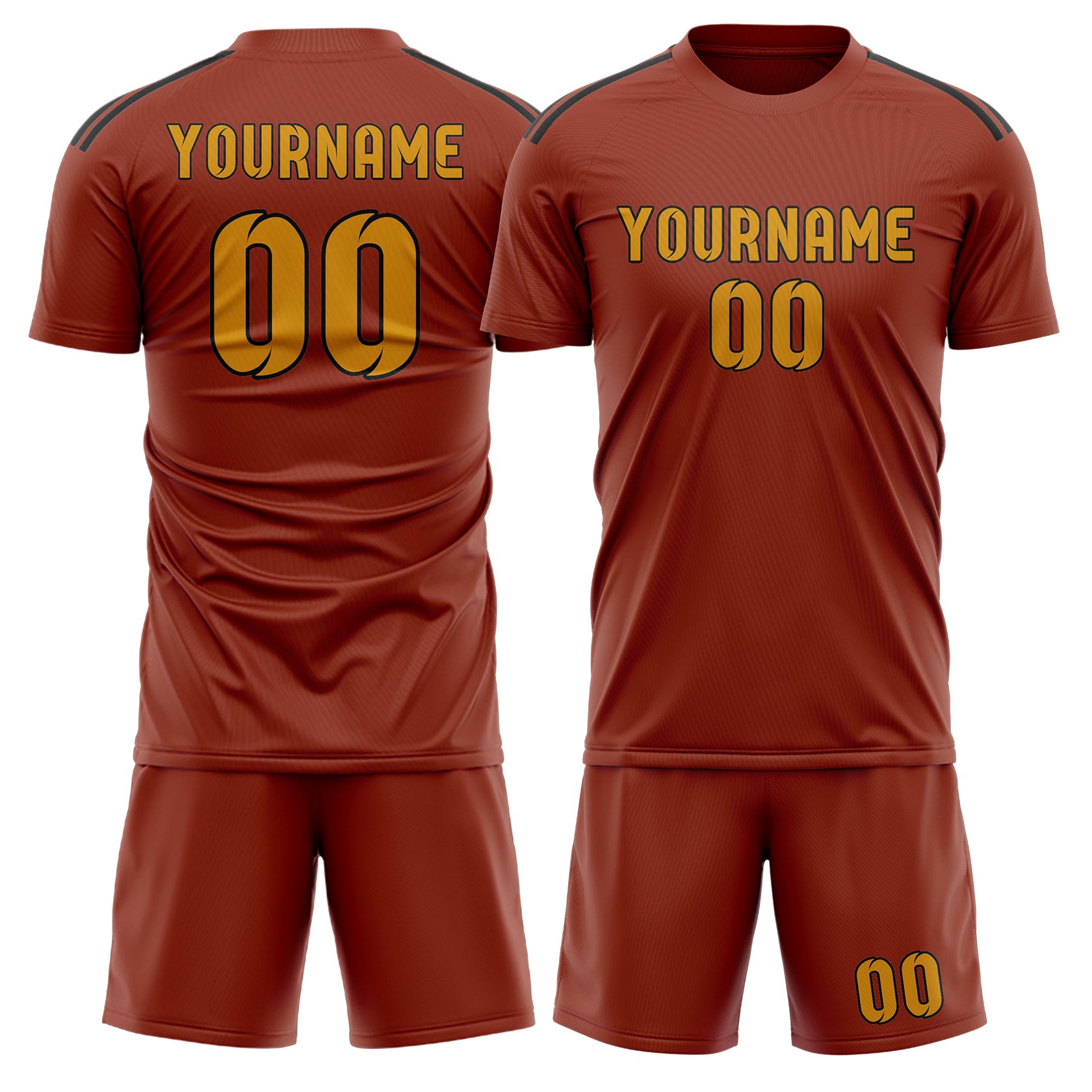 Maßgeschneidertes Professionelles Korallenrot Gelb Fußballtrikot-Set