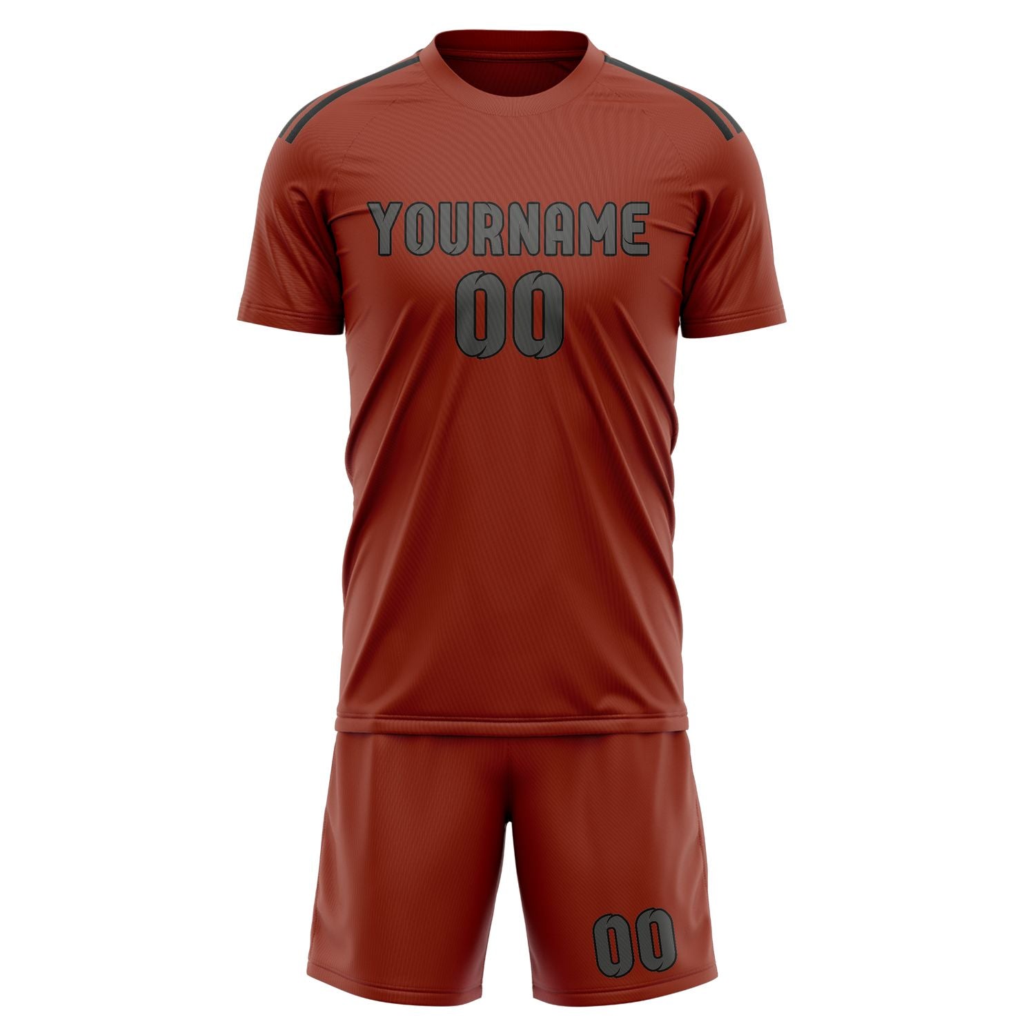 Maßgeschneidertes Professionelles Korallenrot Dunkelgrau Fußballtrikot-Set
