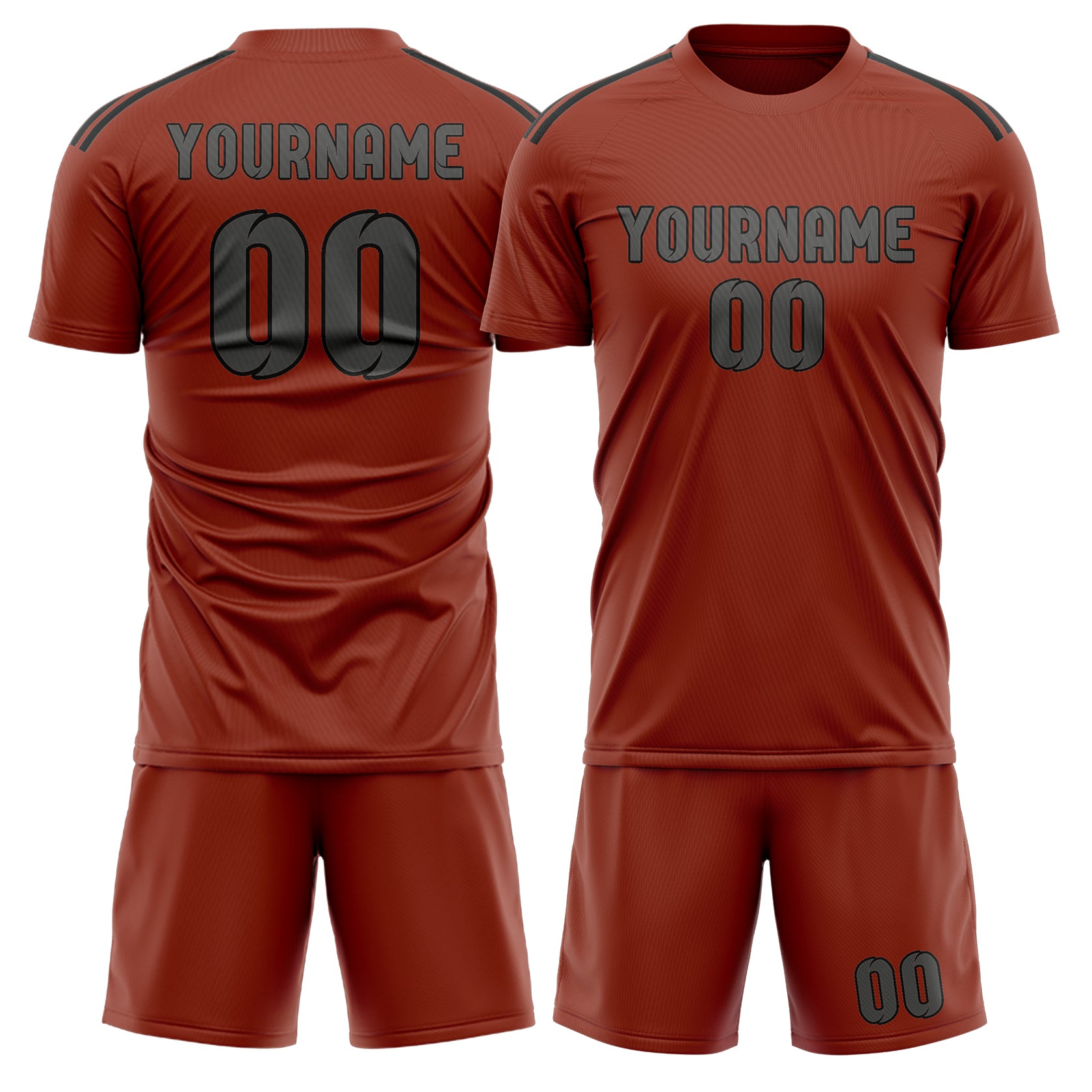 Maßgeschneidertes Professionelles Korallenrot Dunkelgrau Fußballtrikot-Set