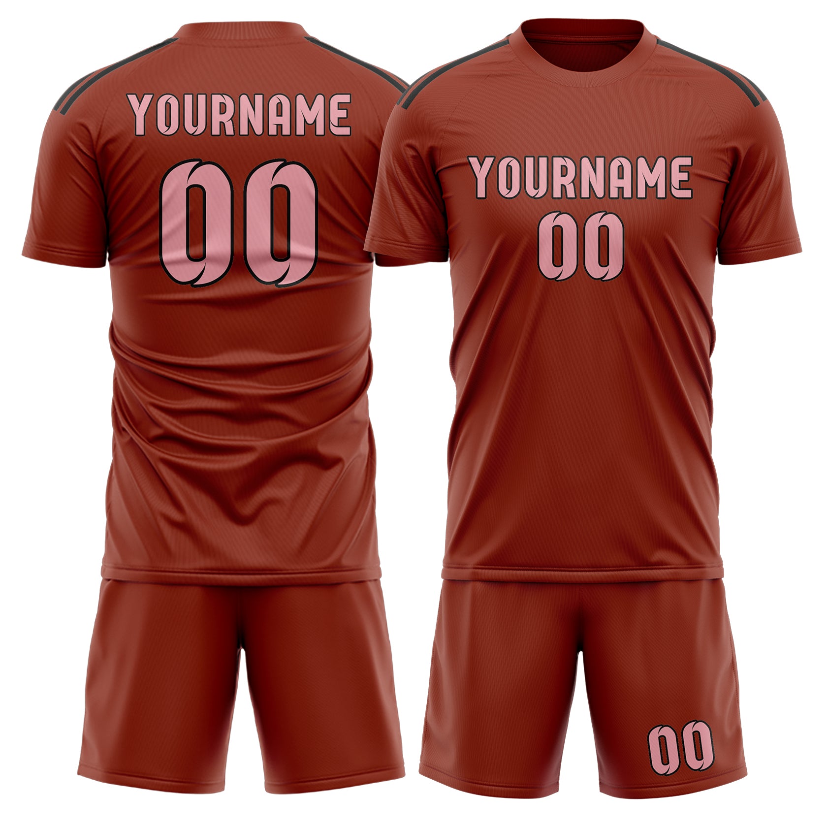 Maßgeschneidertes Professionelles Korallenrot Rosa Fußballtrikot-Set