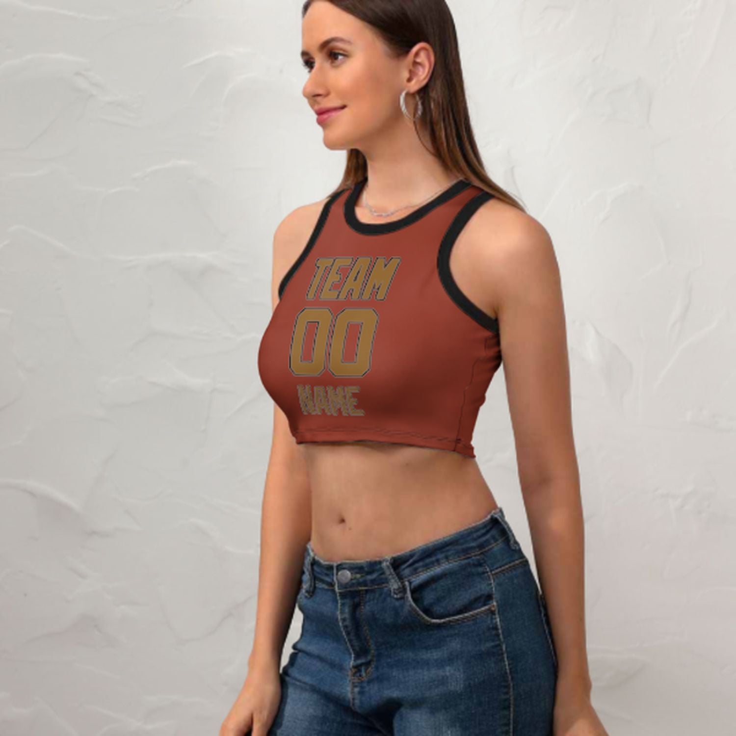 Skræddersyet Coral Red Khaki Slank Tank Top