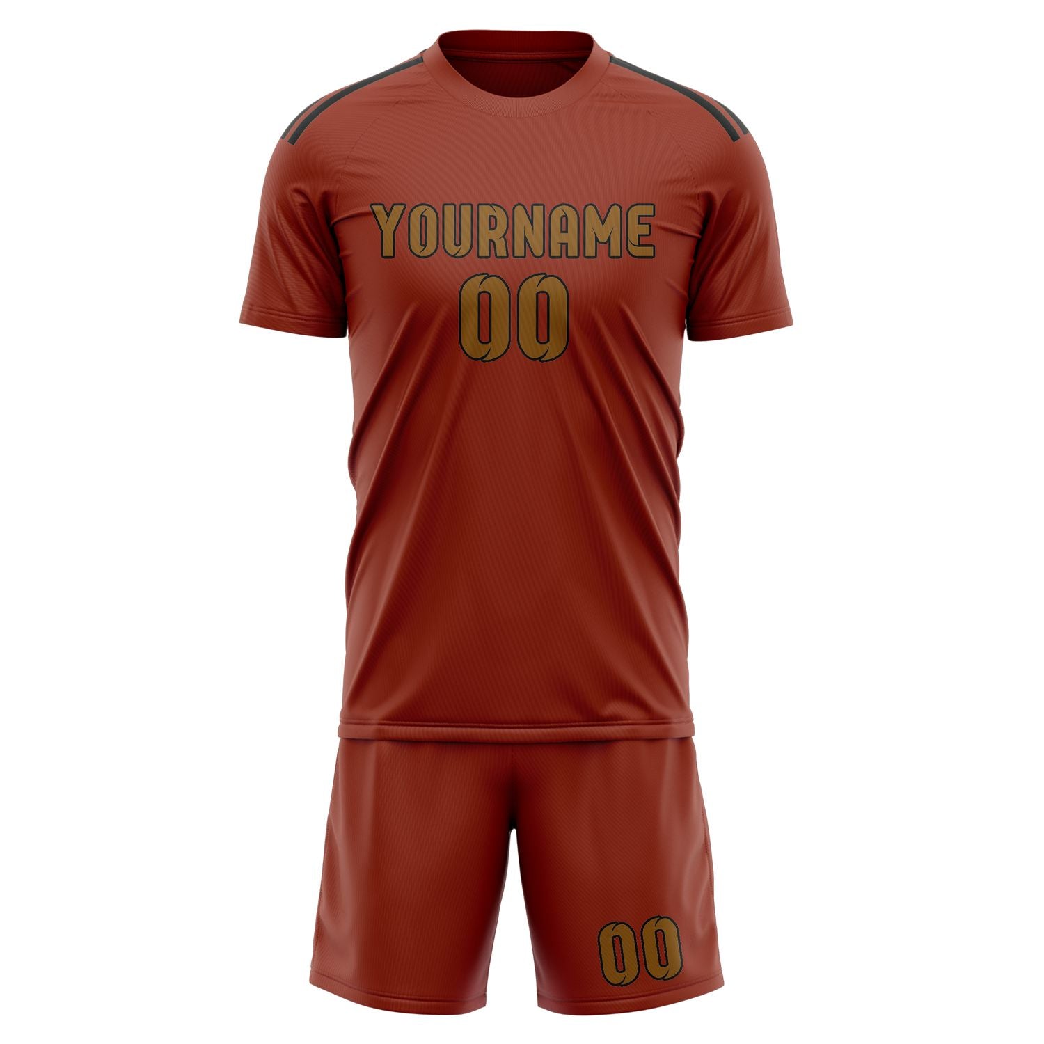 Maßgeschneidertes Professionelles Korallenrot Khaki Fußballtrikot-Set