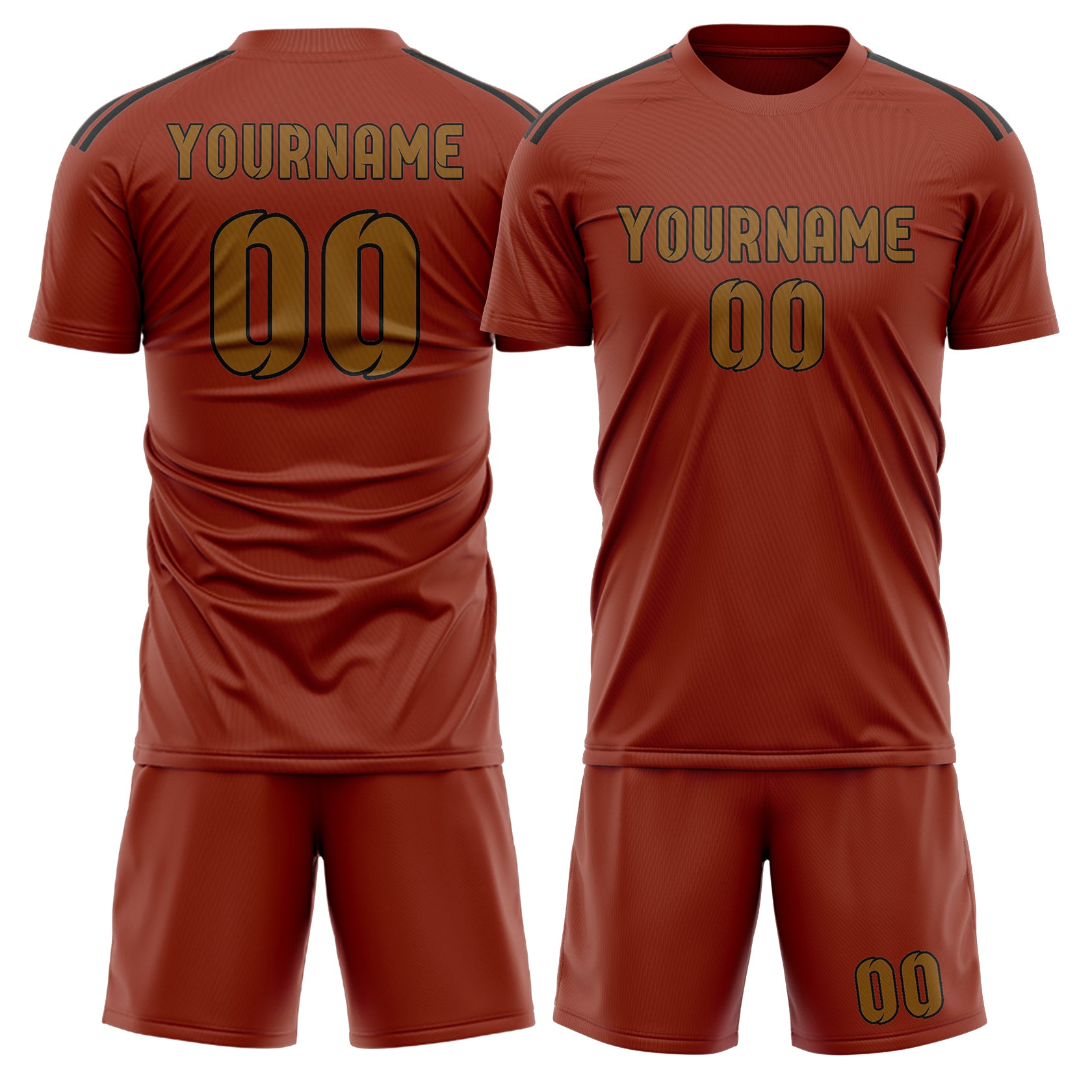 Maßgeschneidertes Professionelles Korallenrot Khaki Fußballtrikot-Set