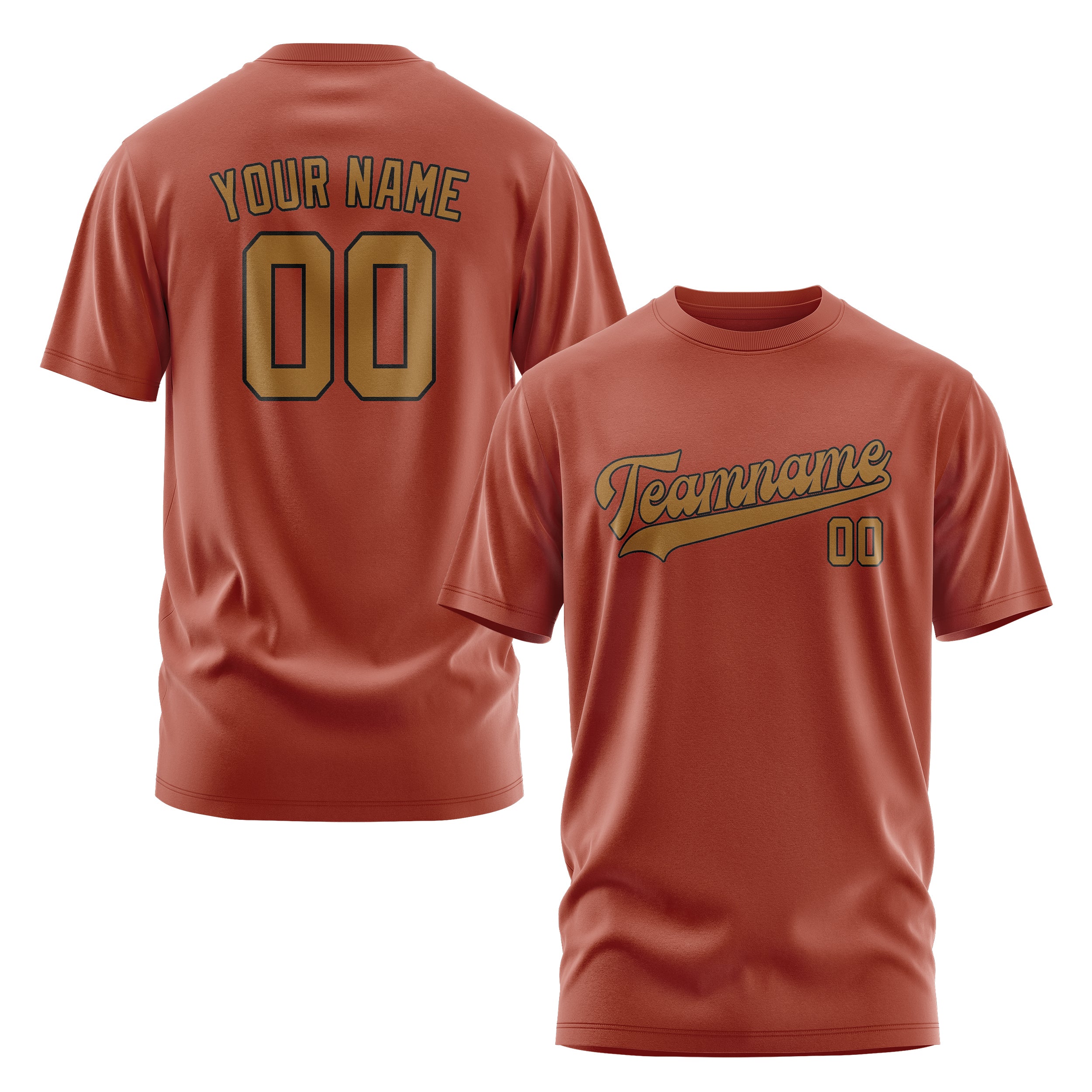 Maßgeschneidertes Korallenrot Khaki T-Shirt