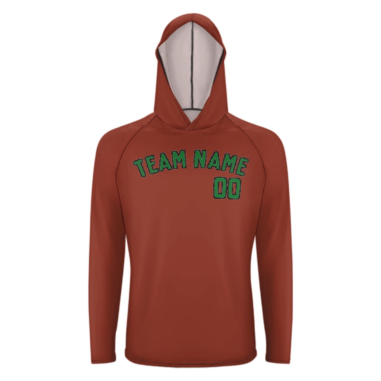 Maßgeschneidertes Korallenrot Smaragdgrün UV-Hoodie