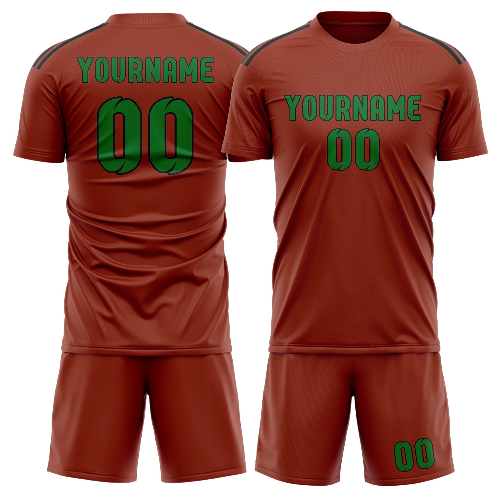 Maßgeschneidertes Professionelles Korallenrot Smaragdgrün Fußballtrikot-Set