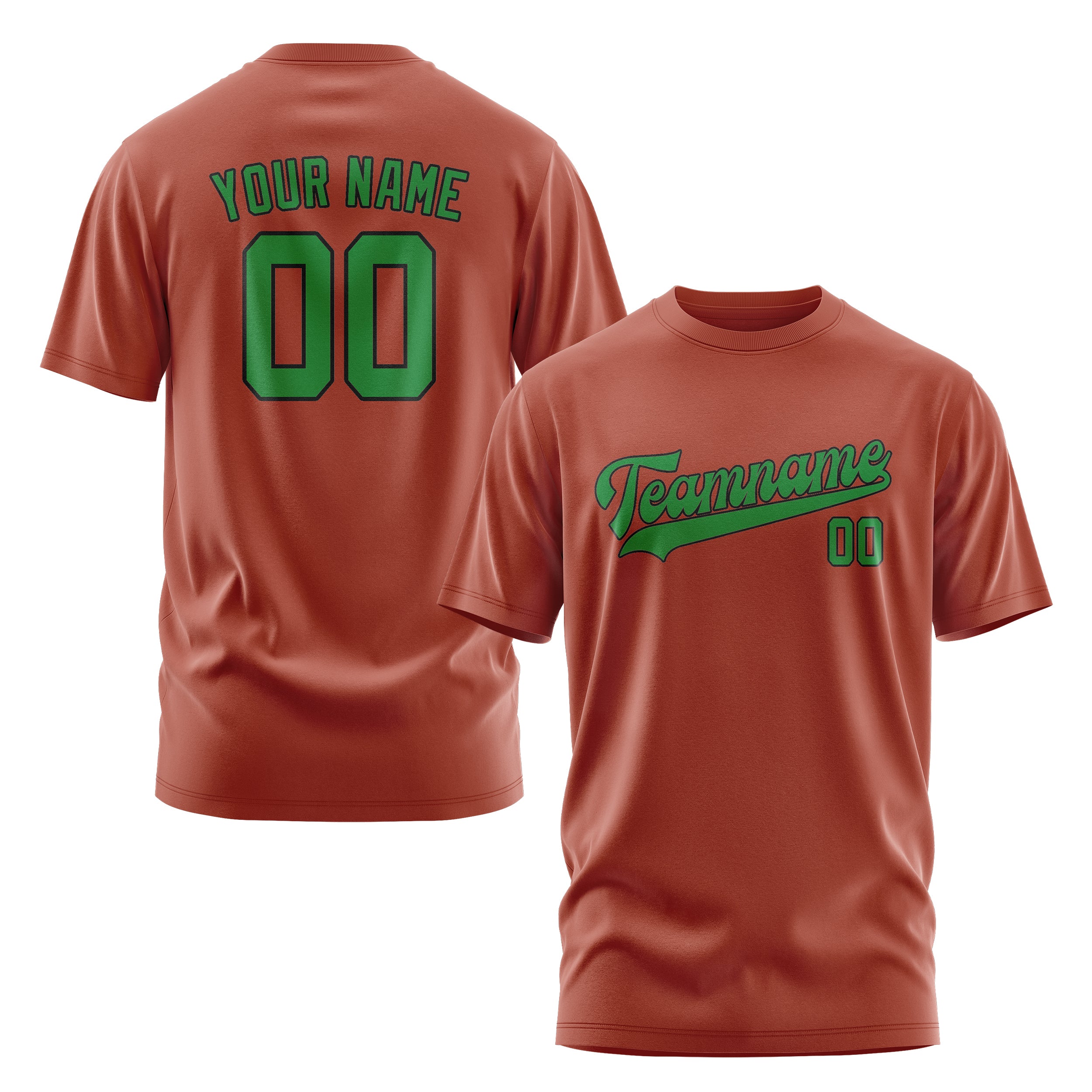 Maßgeschneidertes Korallenrot Smaragdgrün T-Shirt
