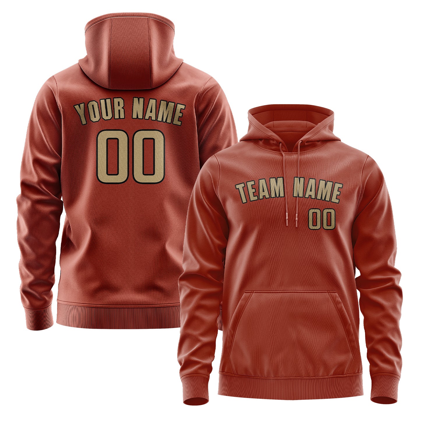 Maßgeschneidertes Korallenrot Hellkhaki Hoodie