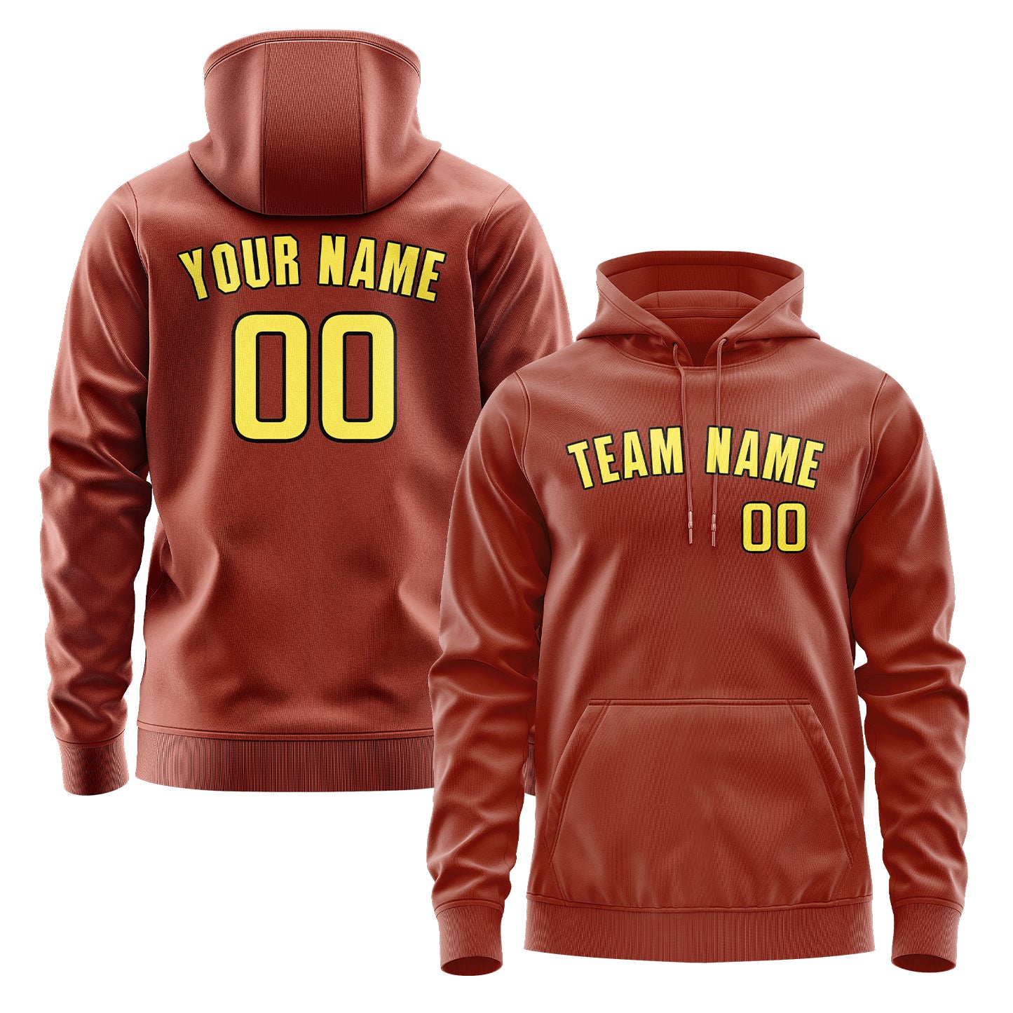 Maßgeschneidertes Korallenrot Blassgelb Hoodie