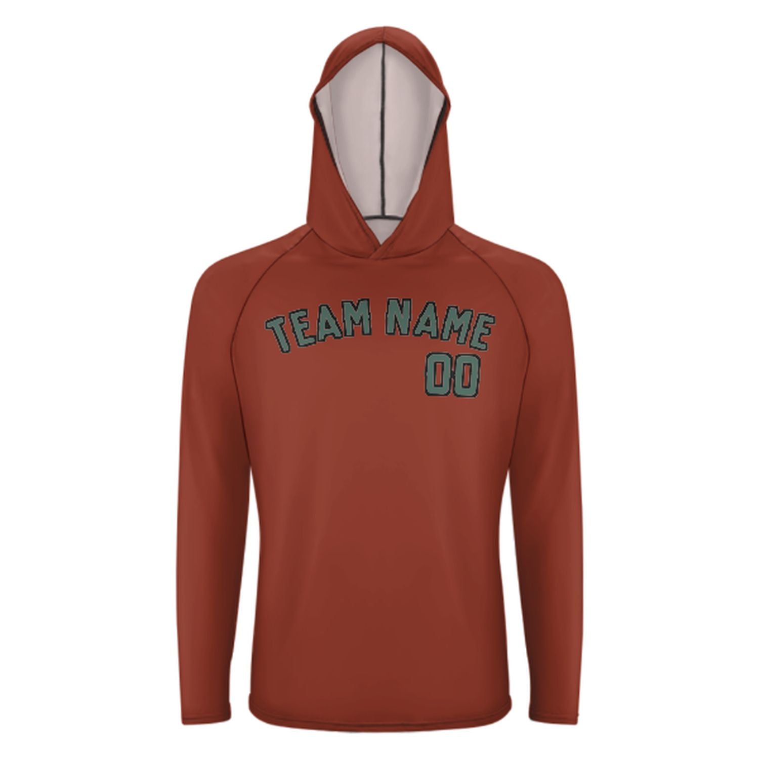 Maßgeschneidertes Korallenrot Blaugrün UV-Hoodie