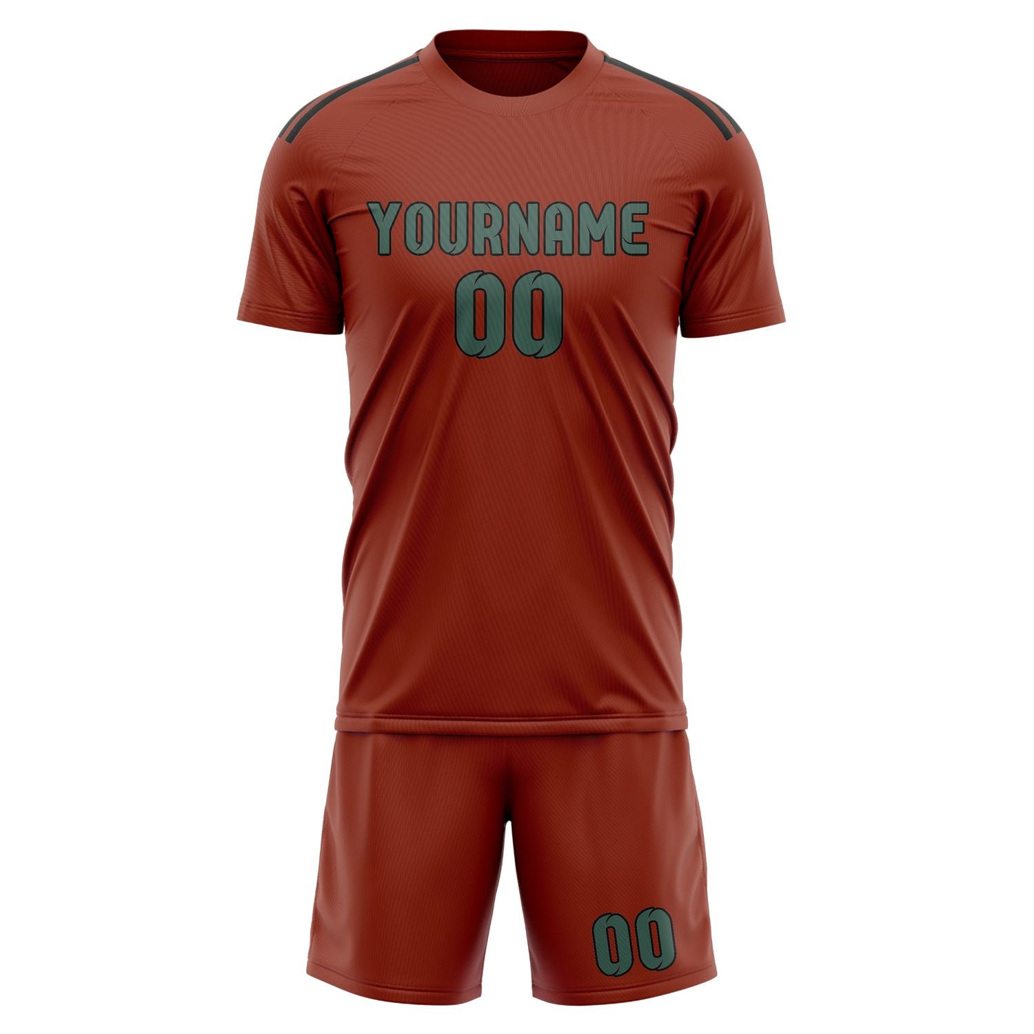 Maßgeschneidertes Professionelles Korallenrot Blaugrün Fußballtrikot-Set