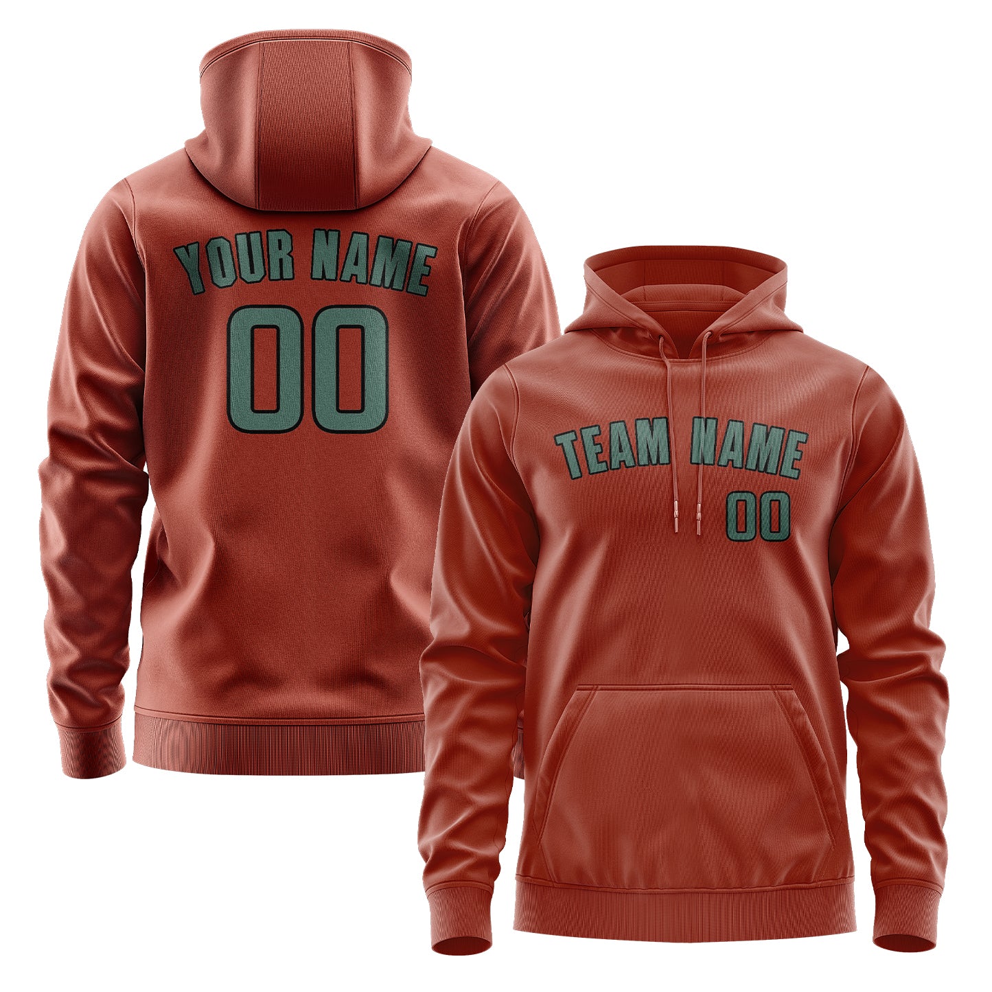 Maßgeschneidertes Korallenrot Blaugrün Hoodie