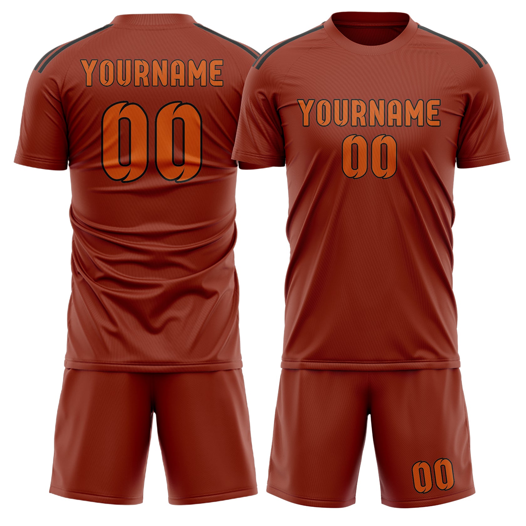 Maßgeschneidertes Professionelles Korallenrot Orange Fußballtrikot-Set