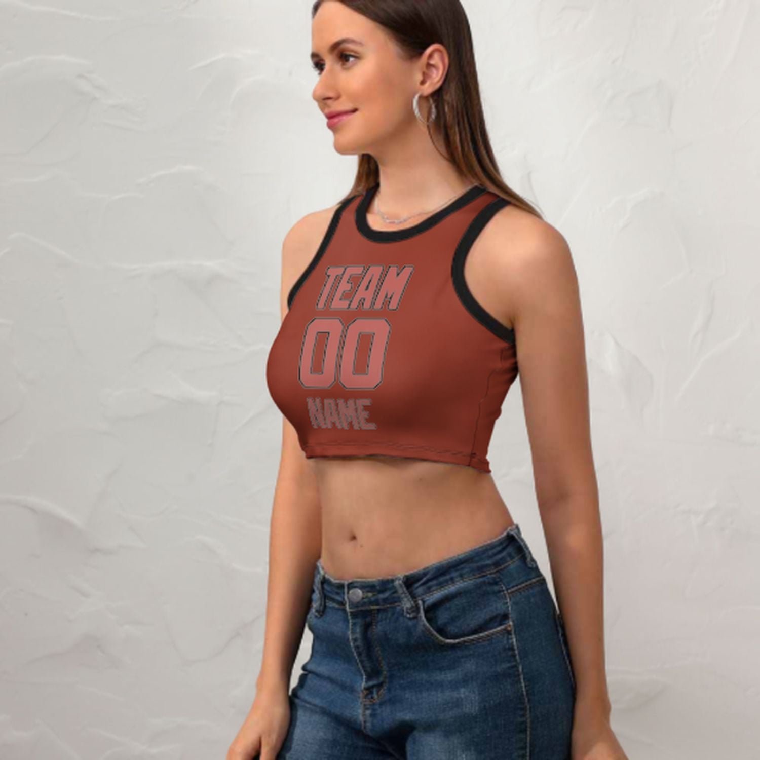 Skræddersyet koralrødt kobber -rose ærmeløs tank top