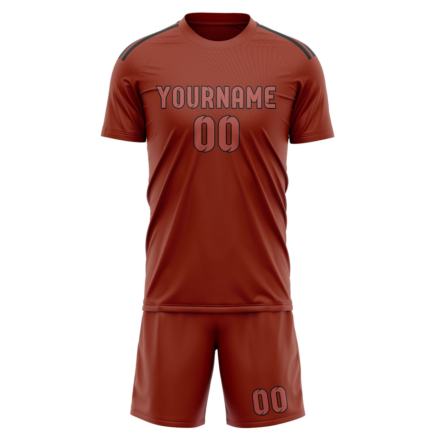 Maßgeschneidertes Professionelles Korallenrot Kupferrose Fußballtrikot-Set