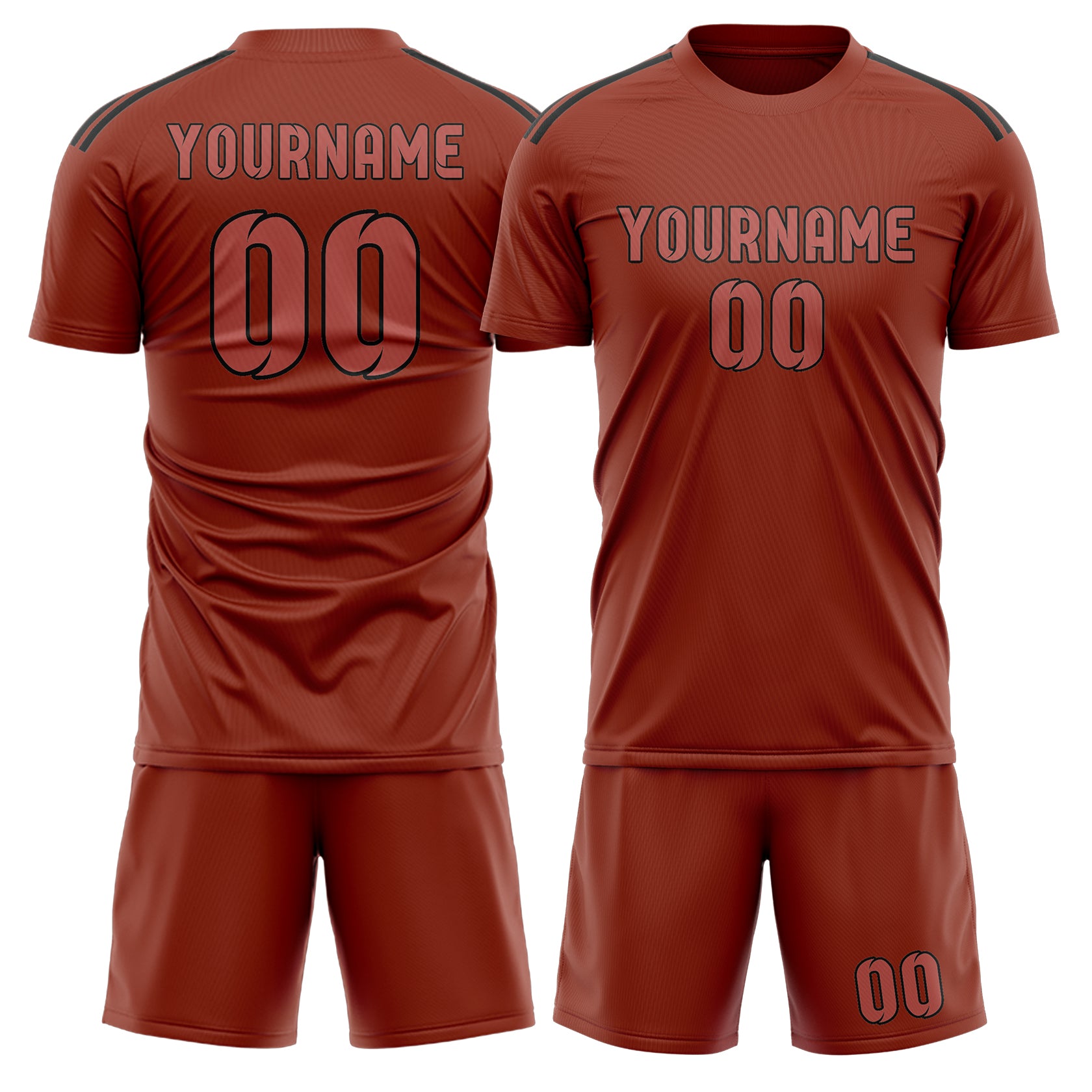 Maßgeschneidertes Professionelles Korallenrot Kupferrose Fußballtrikot-Set