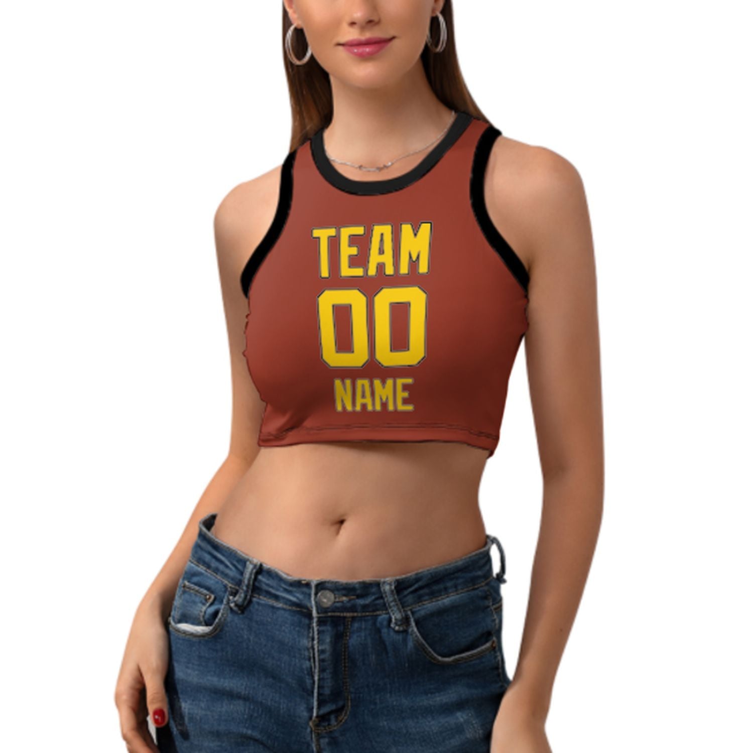 Skræddersyet Coral Red Gold ærmeløs tank top