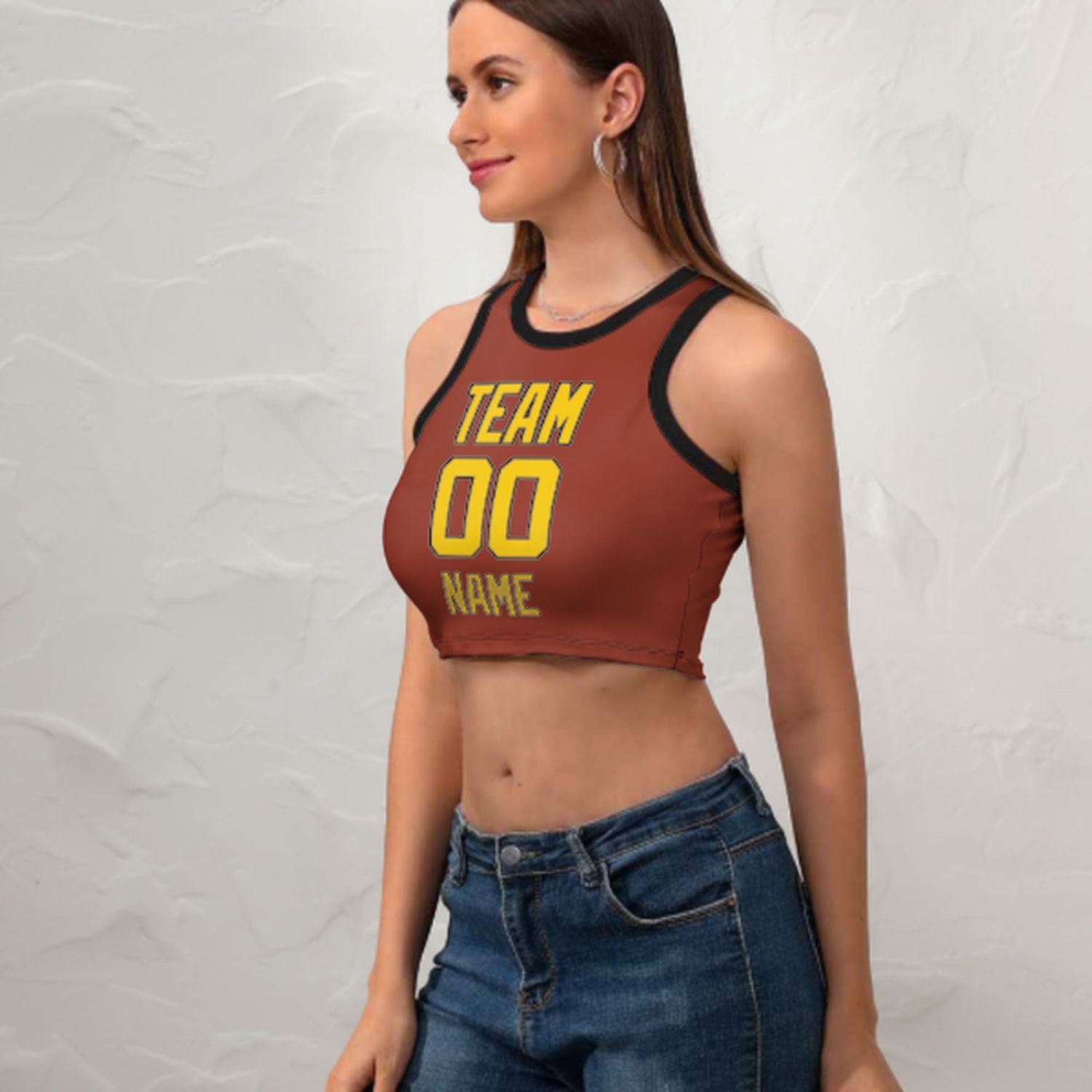 Skræddersyet Coral Red Gold ærmeløs tank top