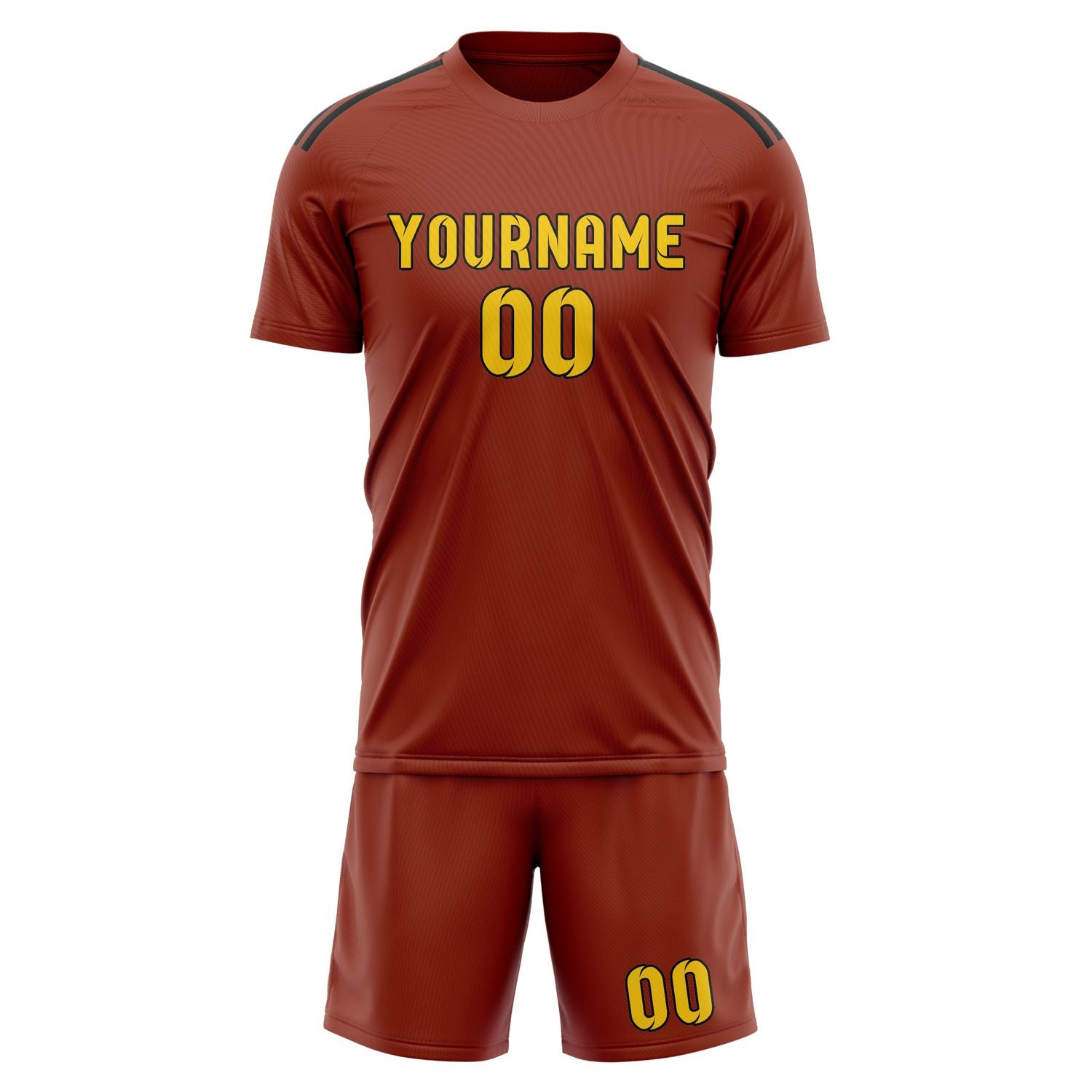 Maßgeschneidertes Professionelles Korallenrot Gold Fußballtrikot-Set