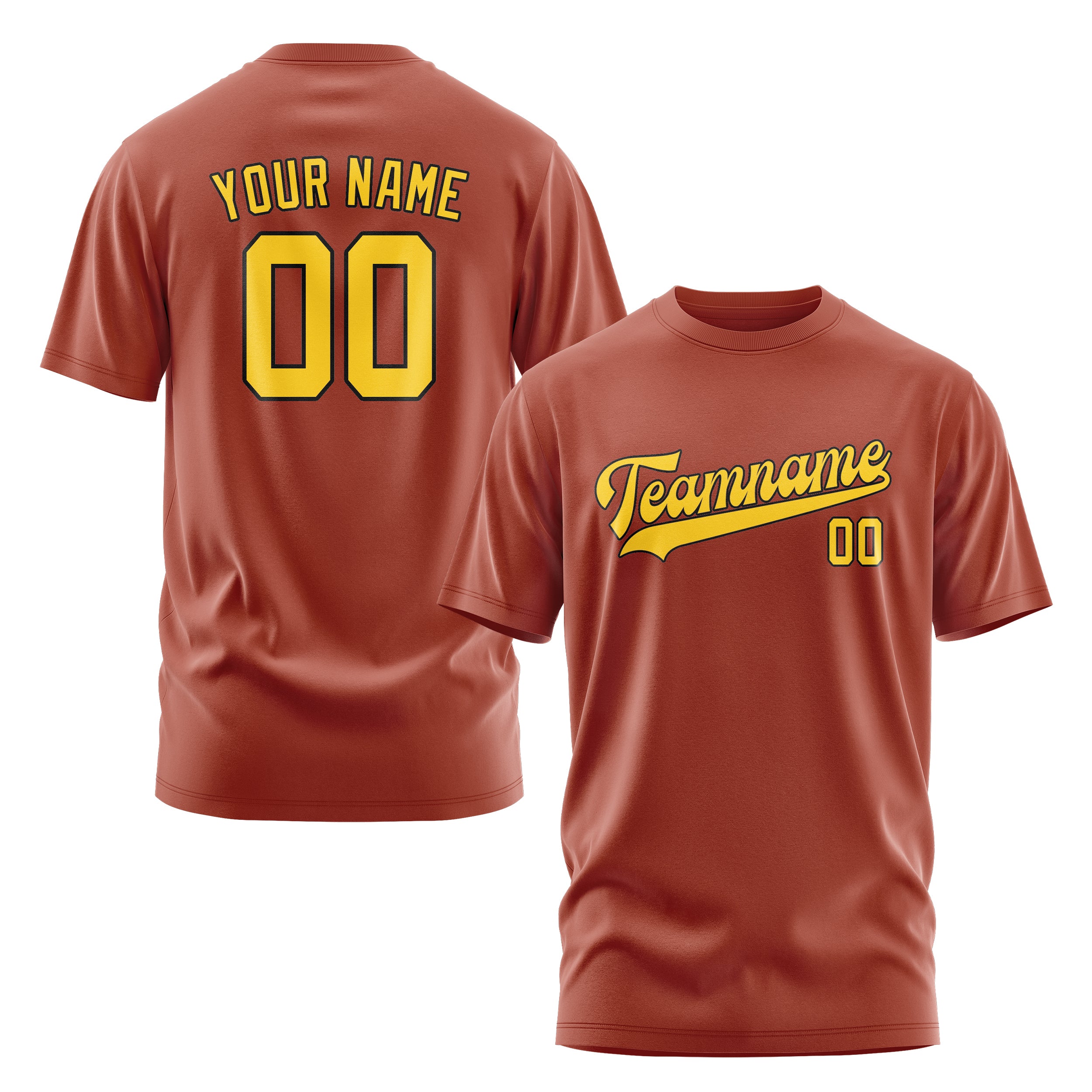 Maßgeschneidertes Korallenrot Gold T-Shirt