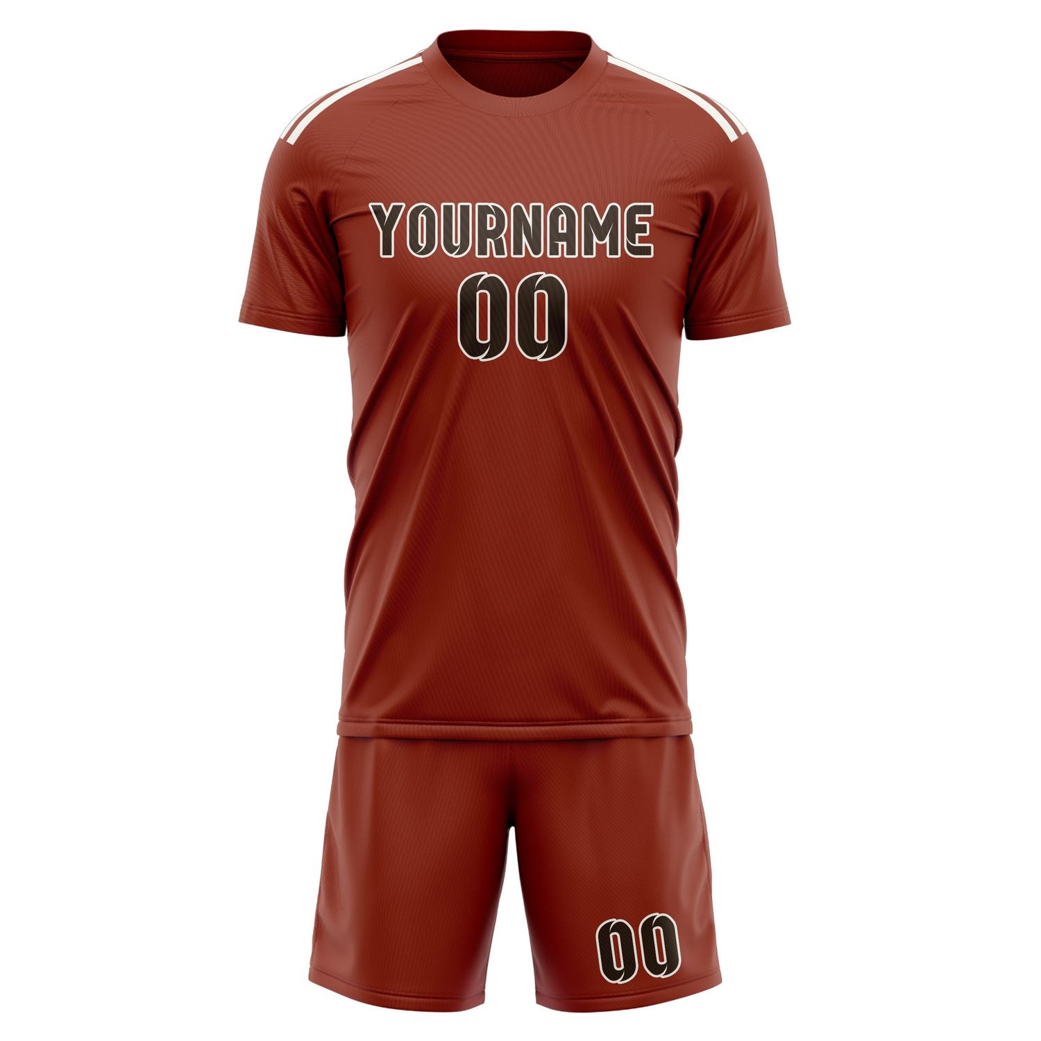 Maßgeschneidertes Professionelles Korallenrot Braun Fußballtrikot-Set