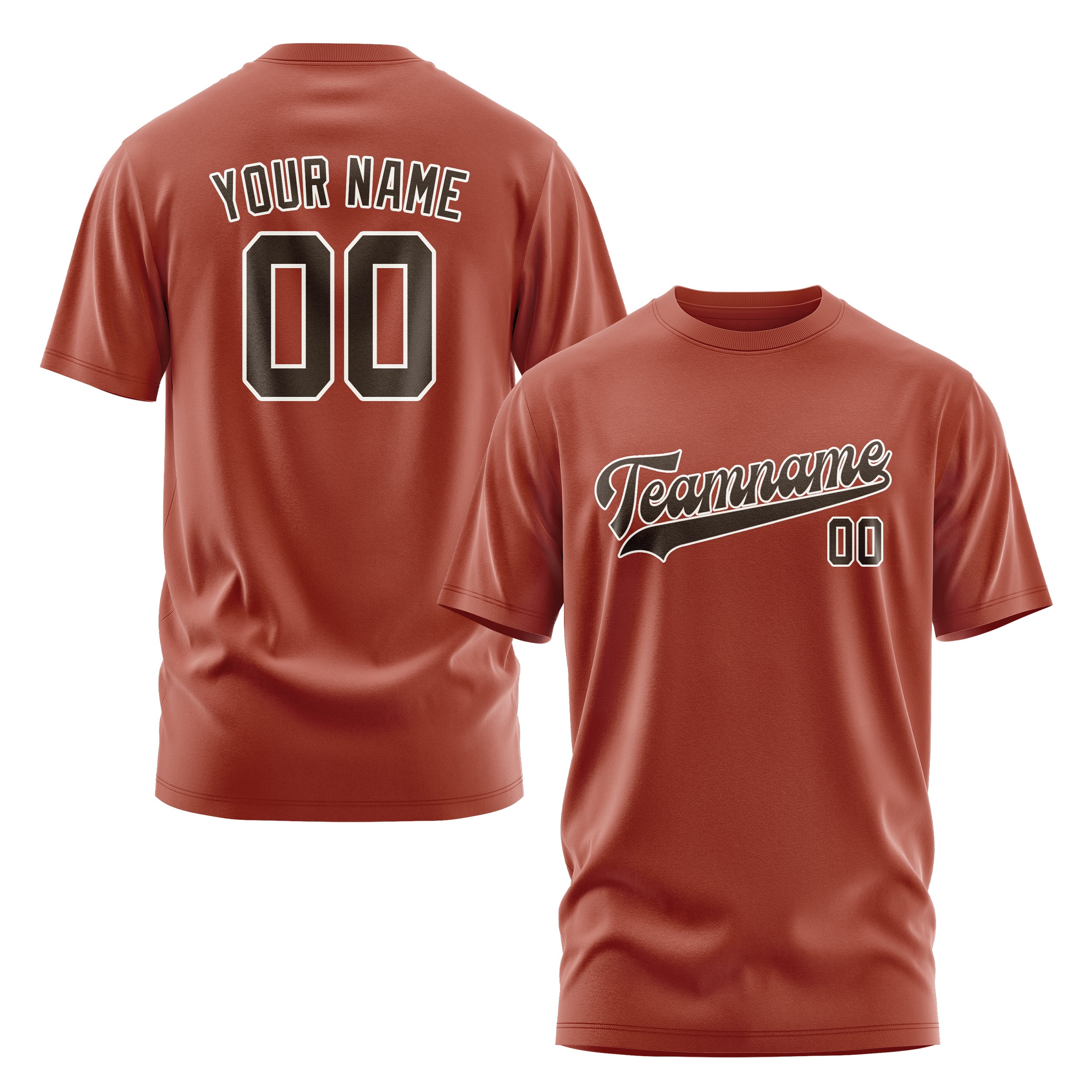 Maßgeschneidertes Korallenrot Braun T-Shirt