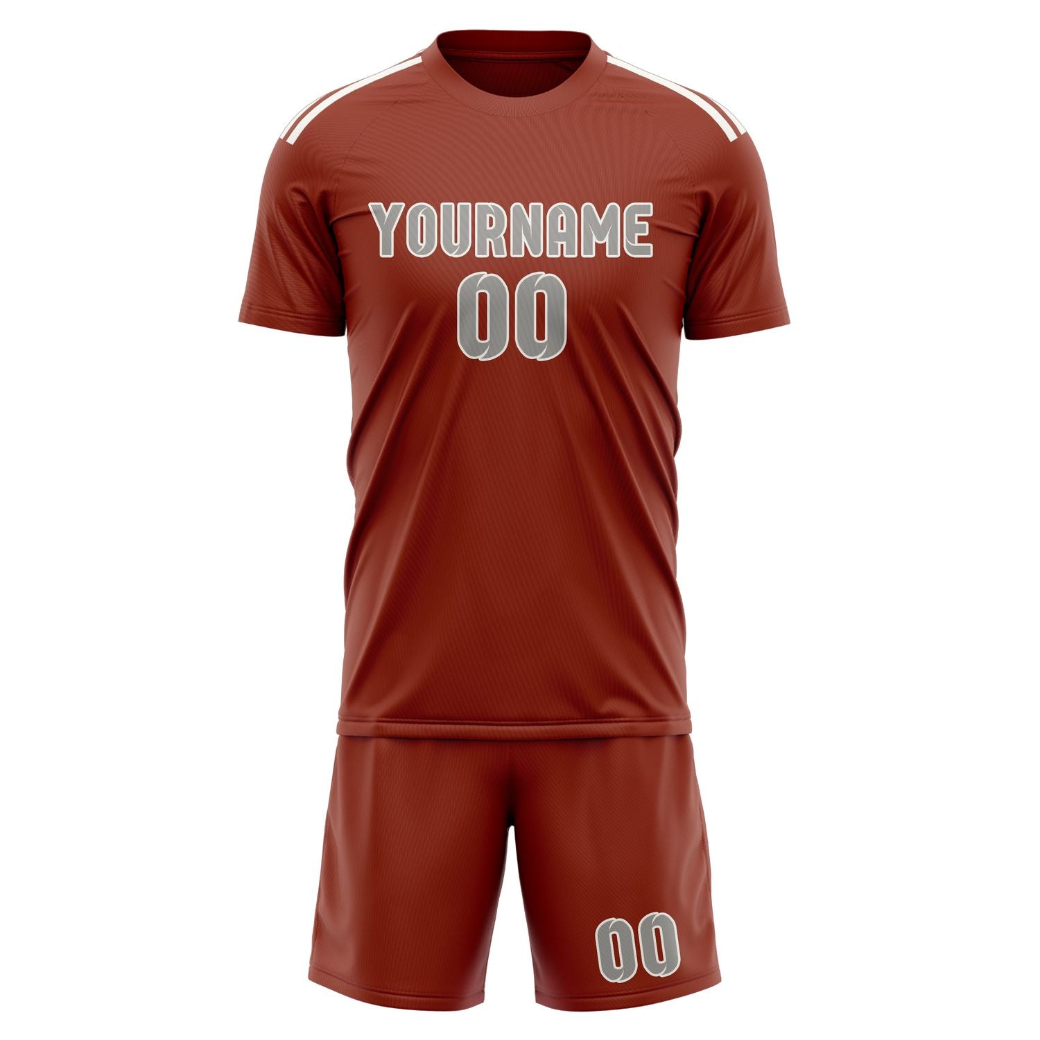 Maßgeschneidertes Professionelles Korallenrot Grau Fußballtrikot-Set