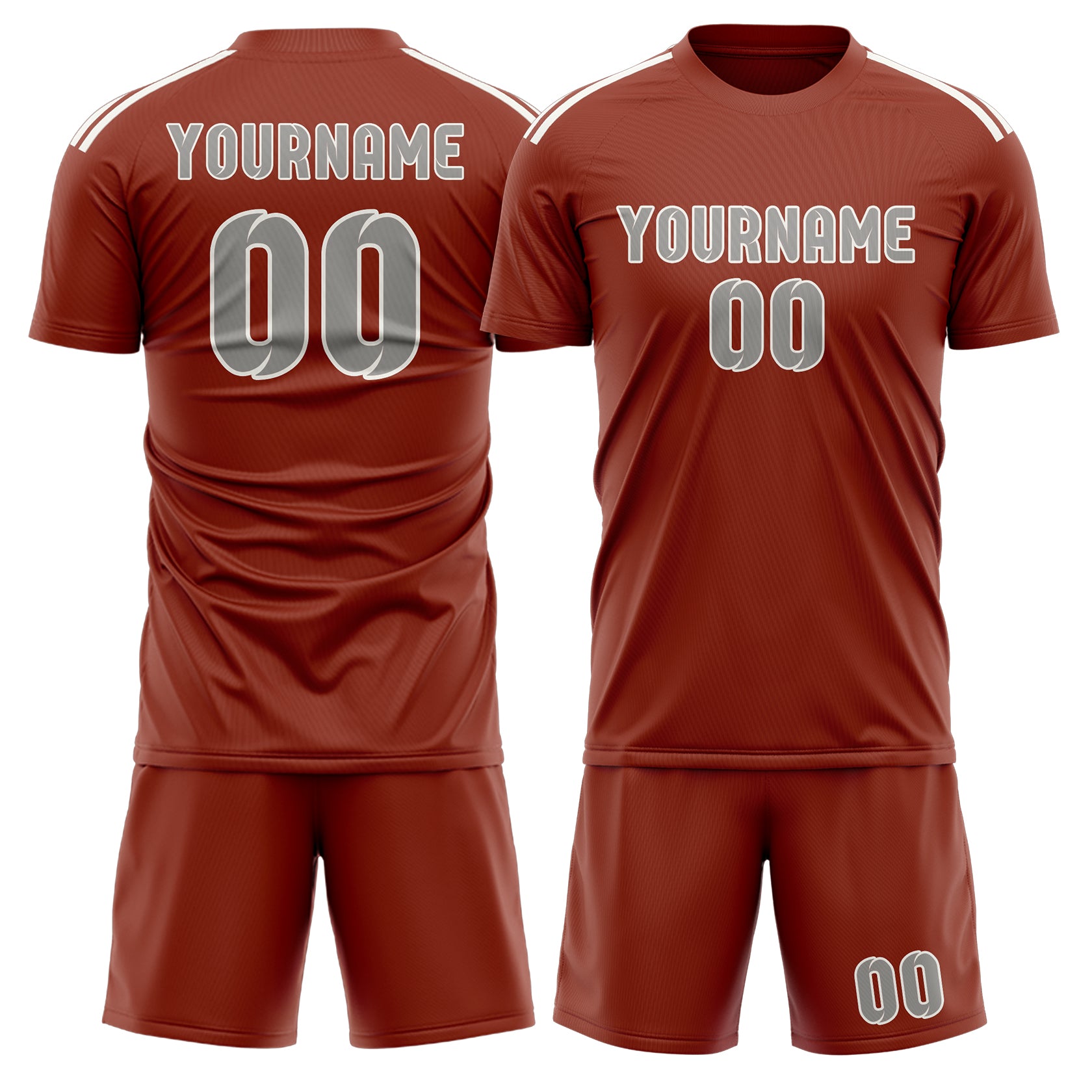 Maßgeschneidertes Professionelles Korallenrot Grau Fußballtrikot-Set
