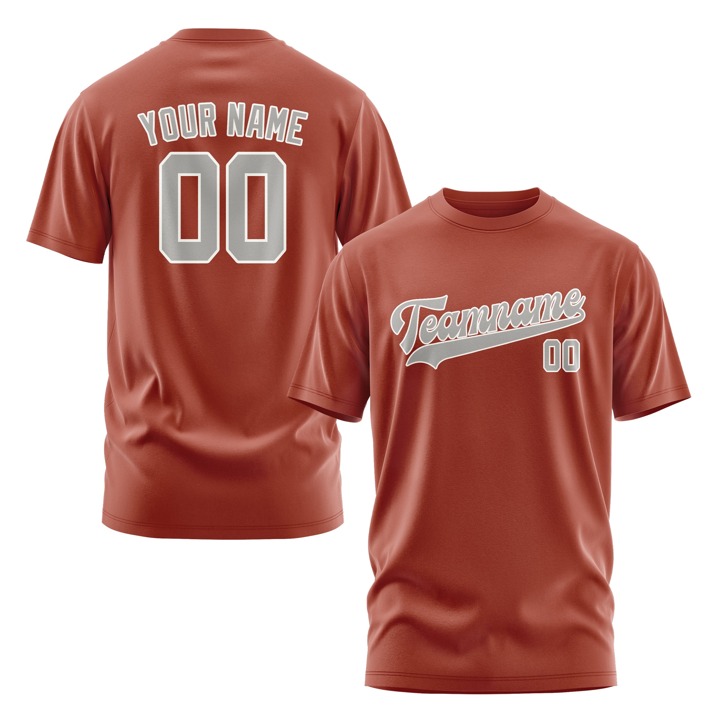 Maßgeschneidertes Korallenrot Grau T-Shirt