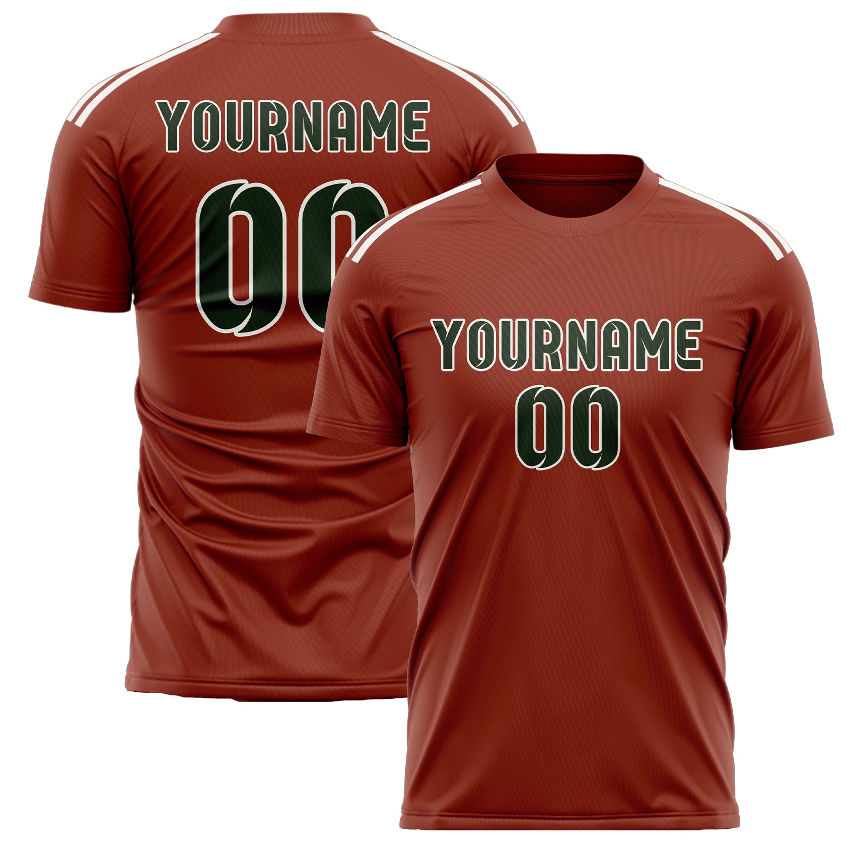 Benutzerdefiniertes Professionelles Korallenrot Tannengrün Fußballtrikot