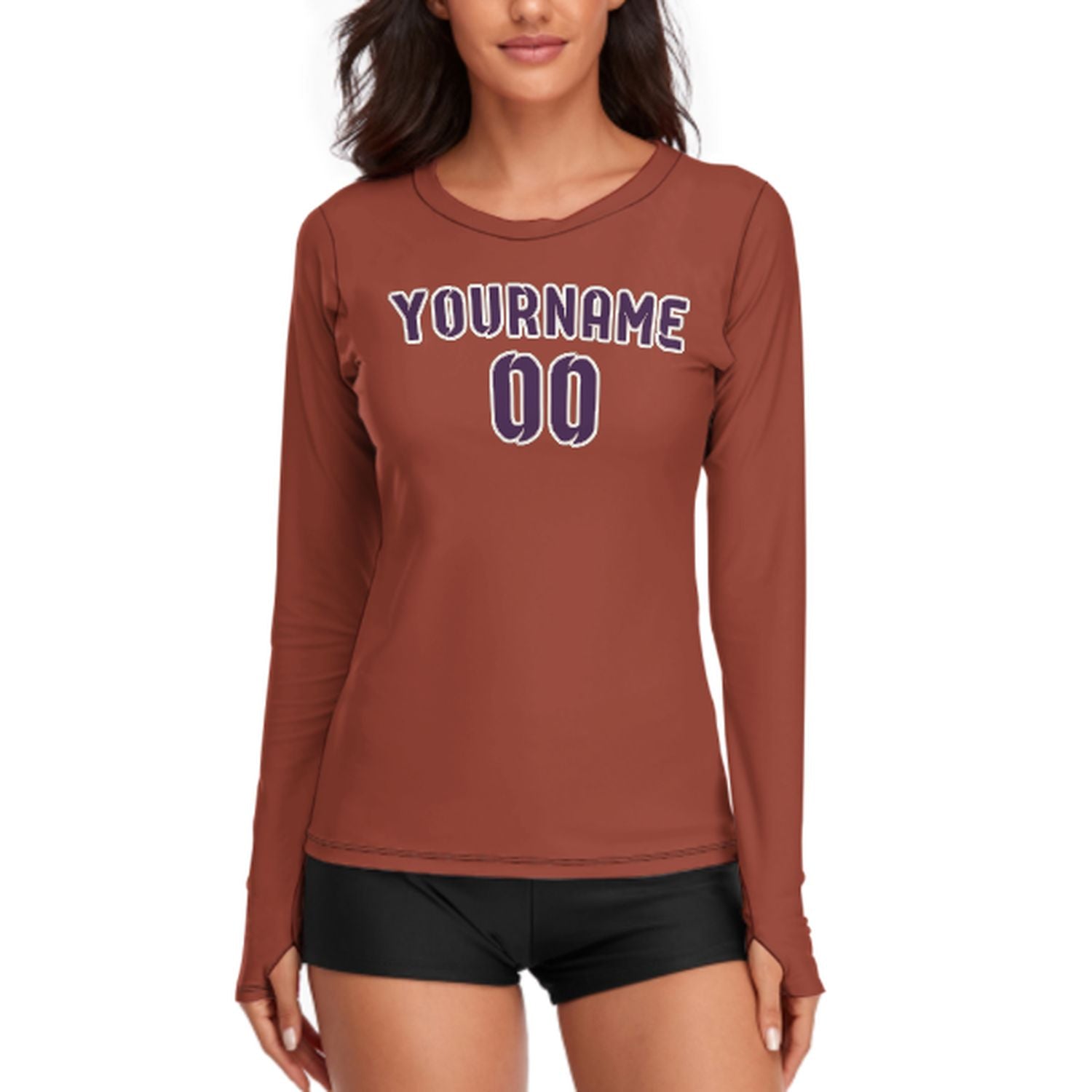 Maßgeschneidertes Korallenrot Lila Damen Langarmshirt