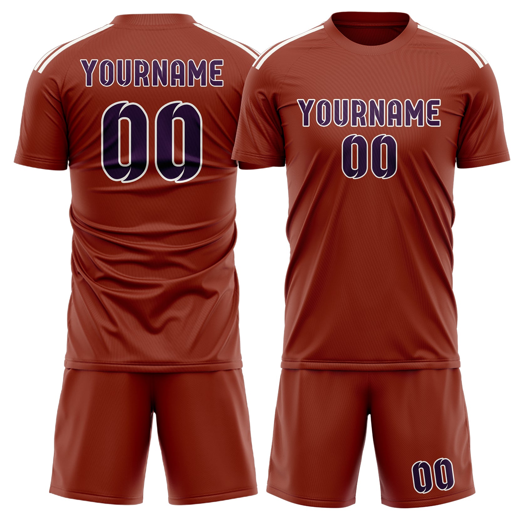Maßgeschneidertes Professionelles Korallenrot Lila Fußballtrikot-Set